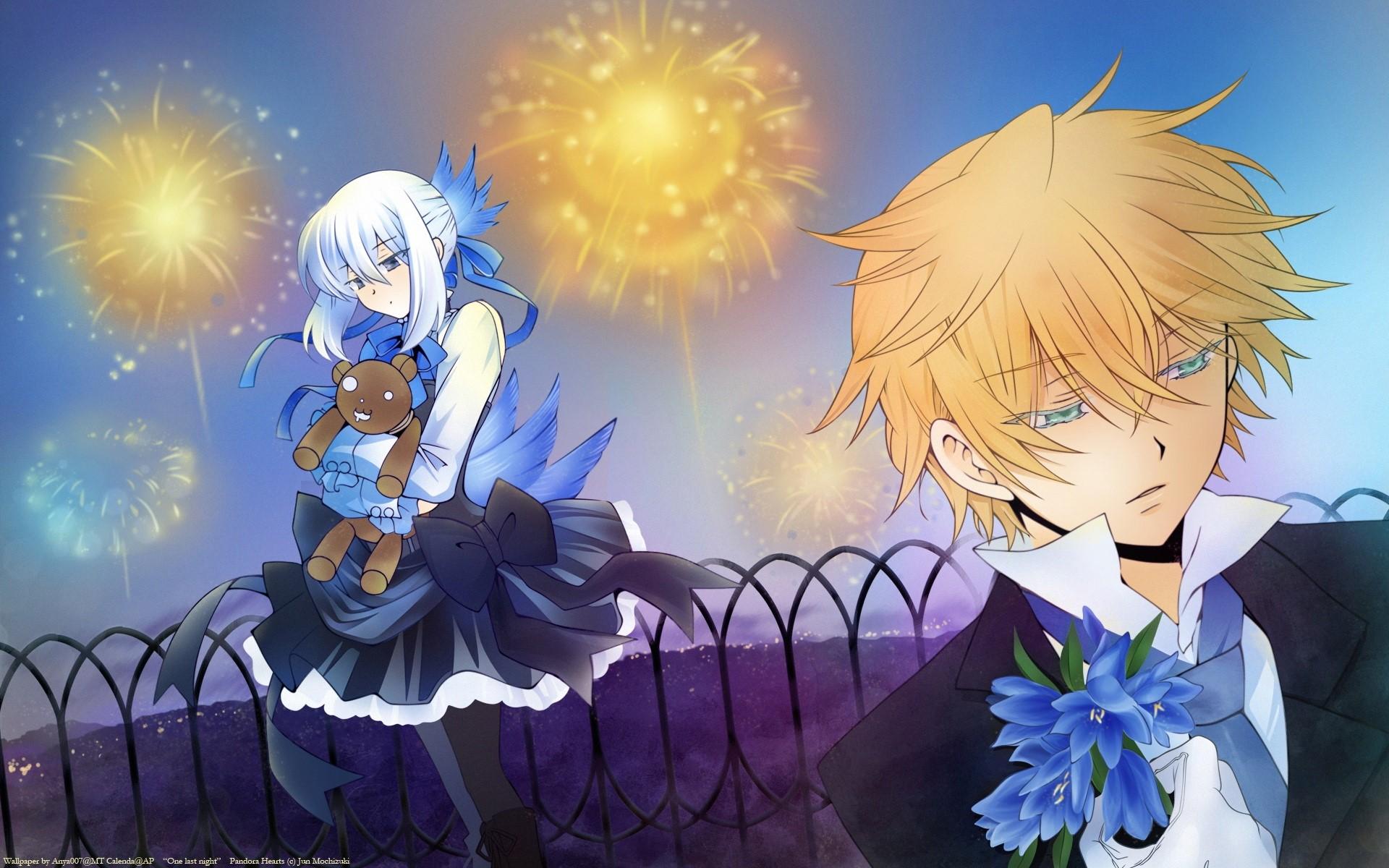 Pandora hearts, Boy, Girl, Bouquet, Toys, Fireworks