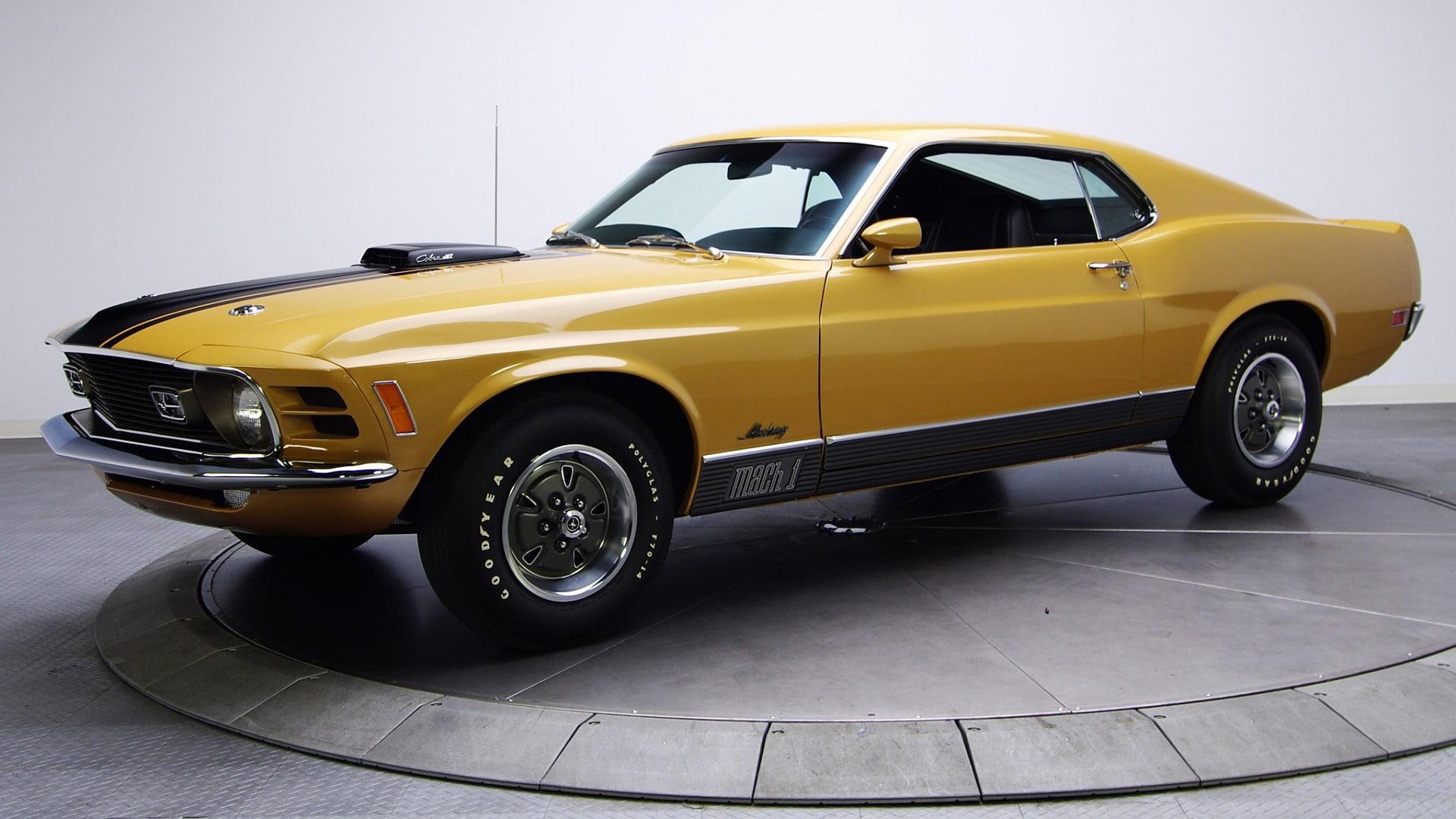 Classic yellow car, car, Ford Mustang, Ford Mustang Mach 1 HD