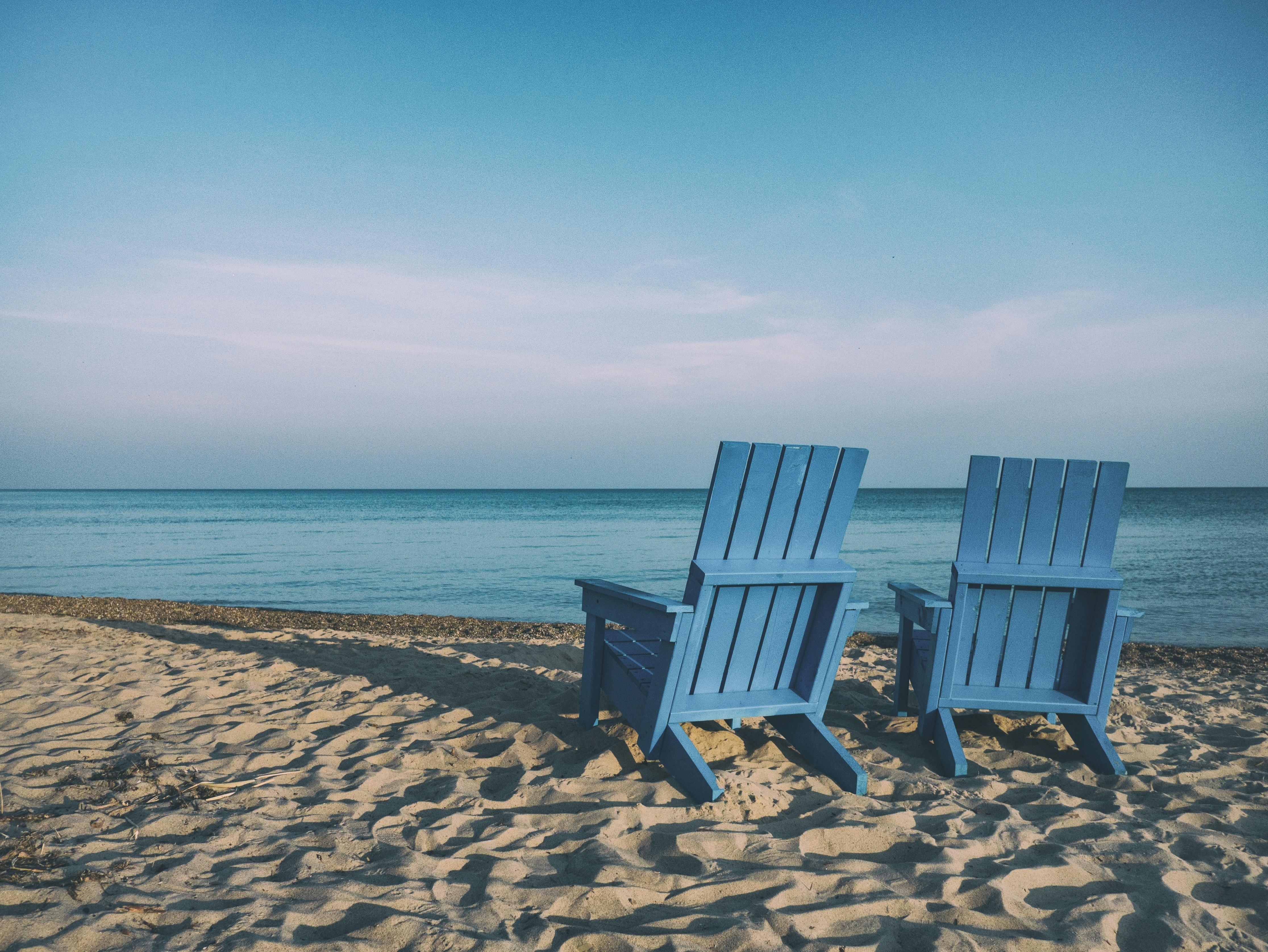 blue wooden adirondack chair free image