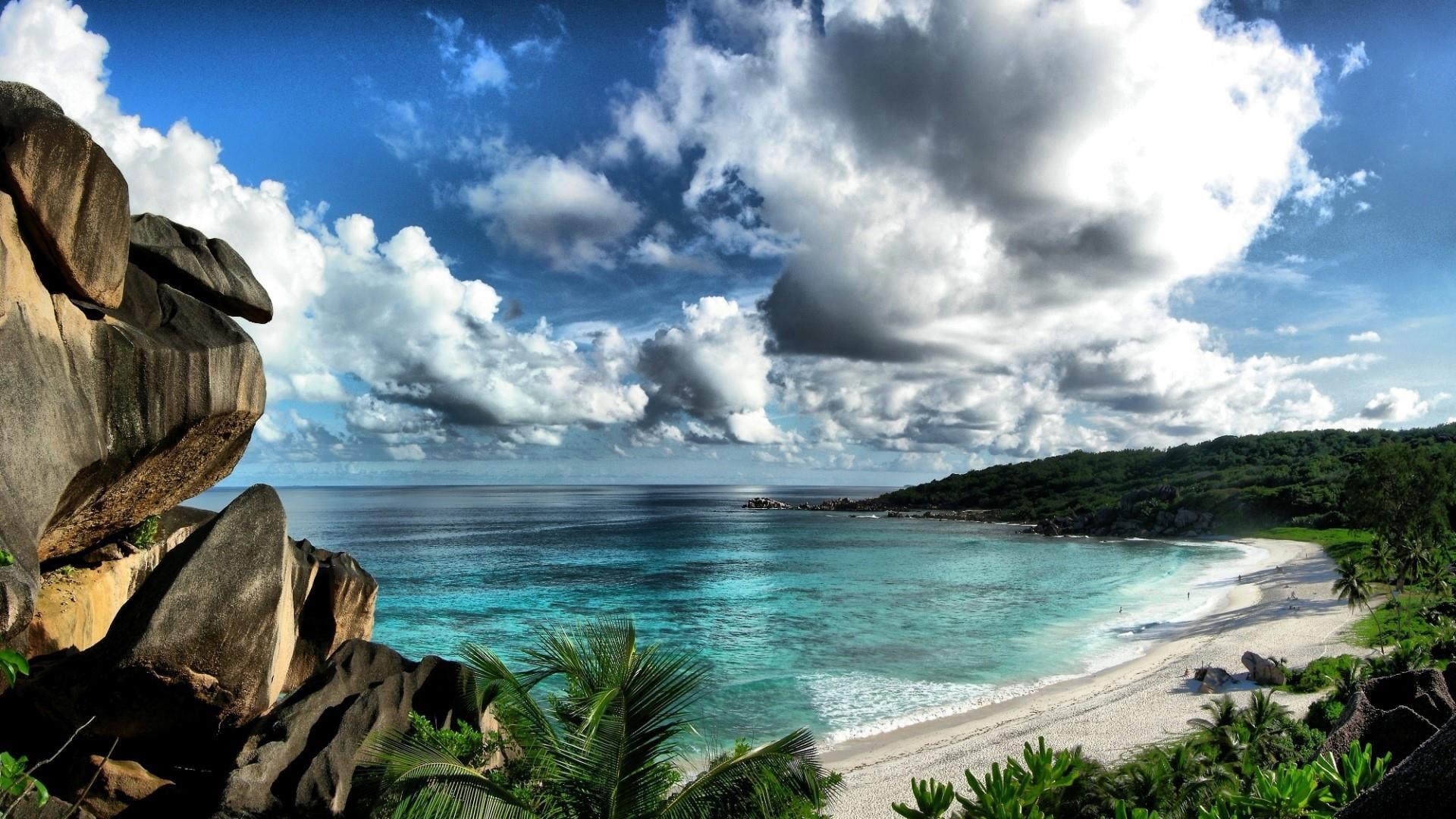 HD wallpaper: coco island, sea, islet, sky, seychelles, exotic