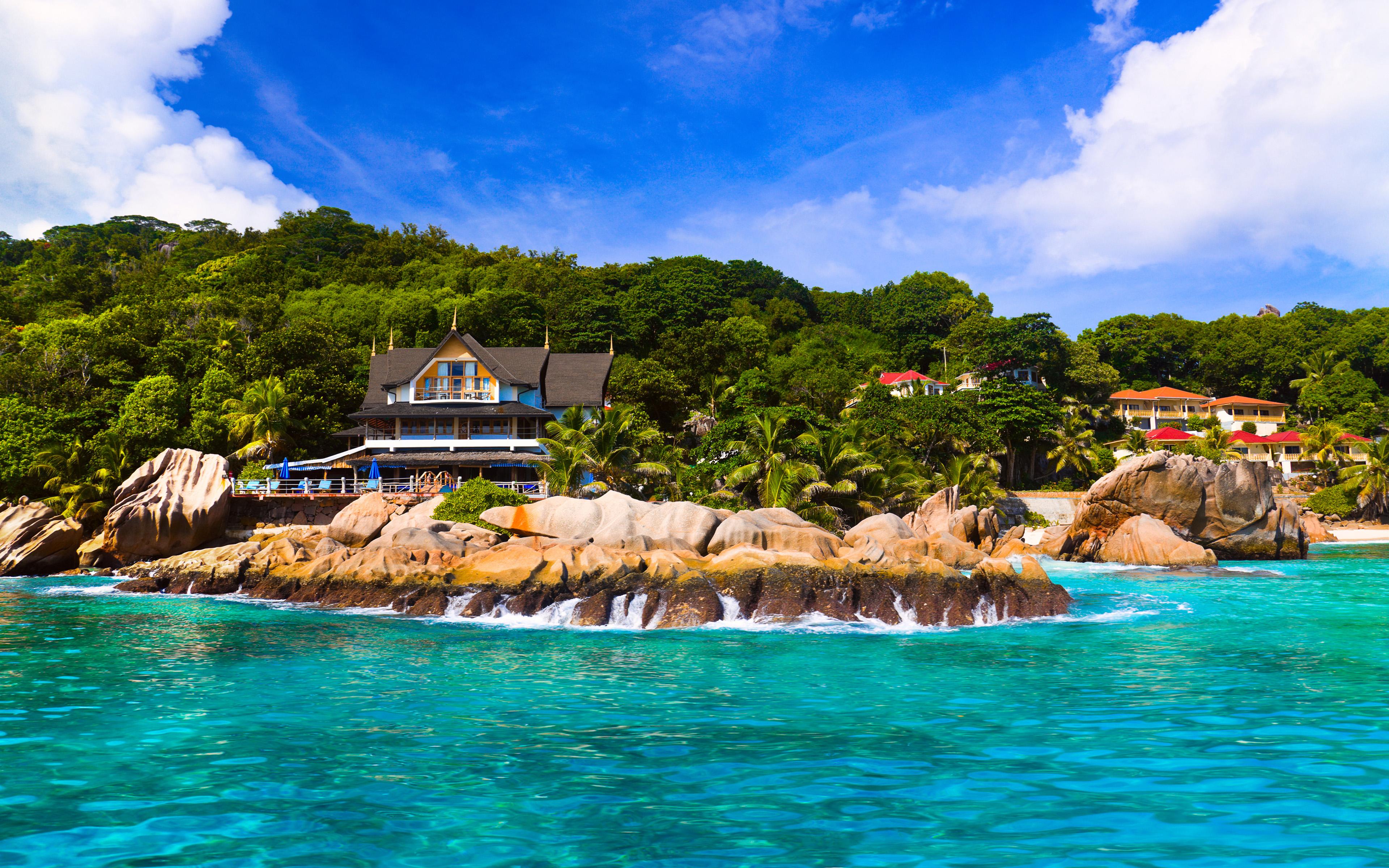 Seychelles Exotic Island La Digue Patatran Village sea shores