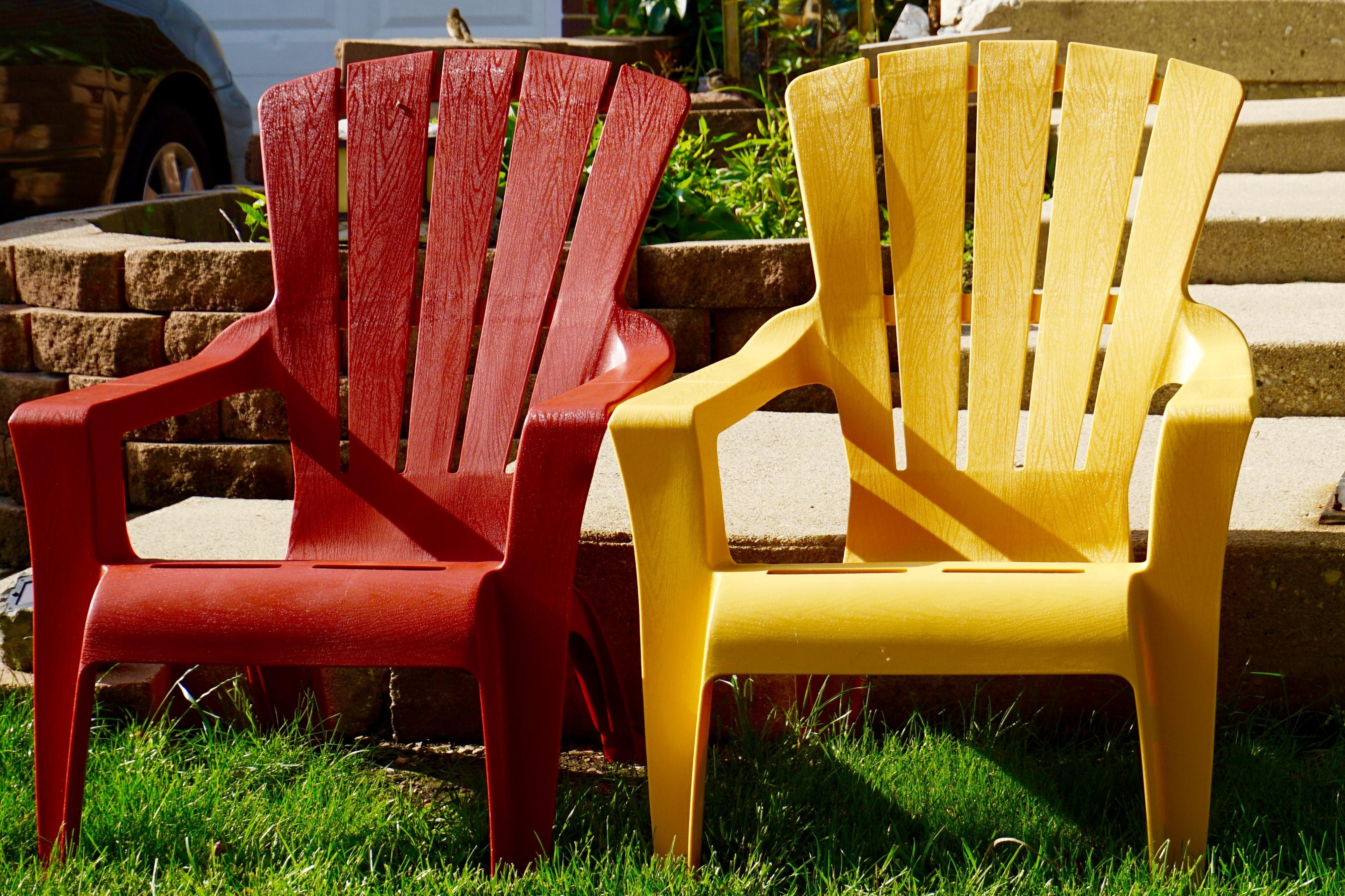 red and yellow adirondack chair free image