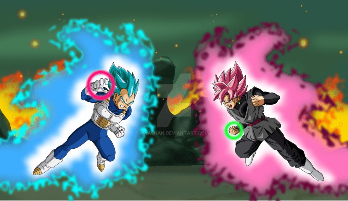 Goku Black SSR vs Vegeta SSB Aura Background