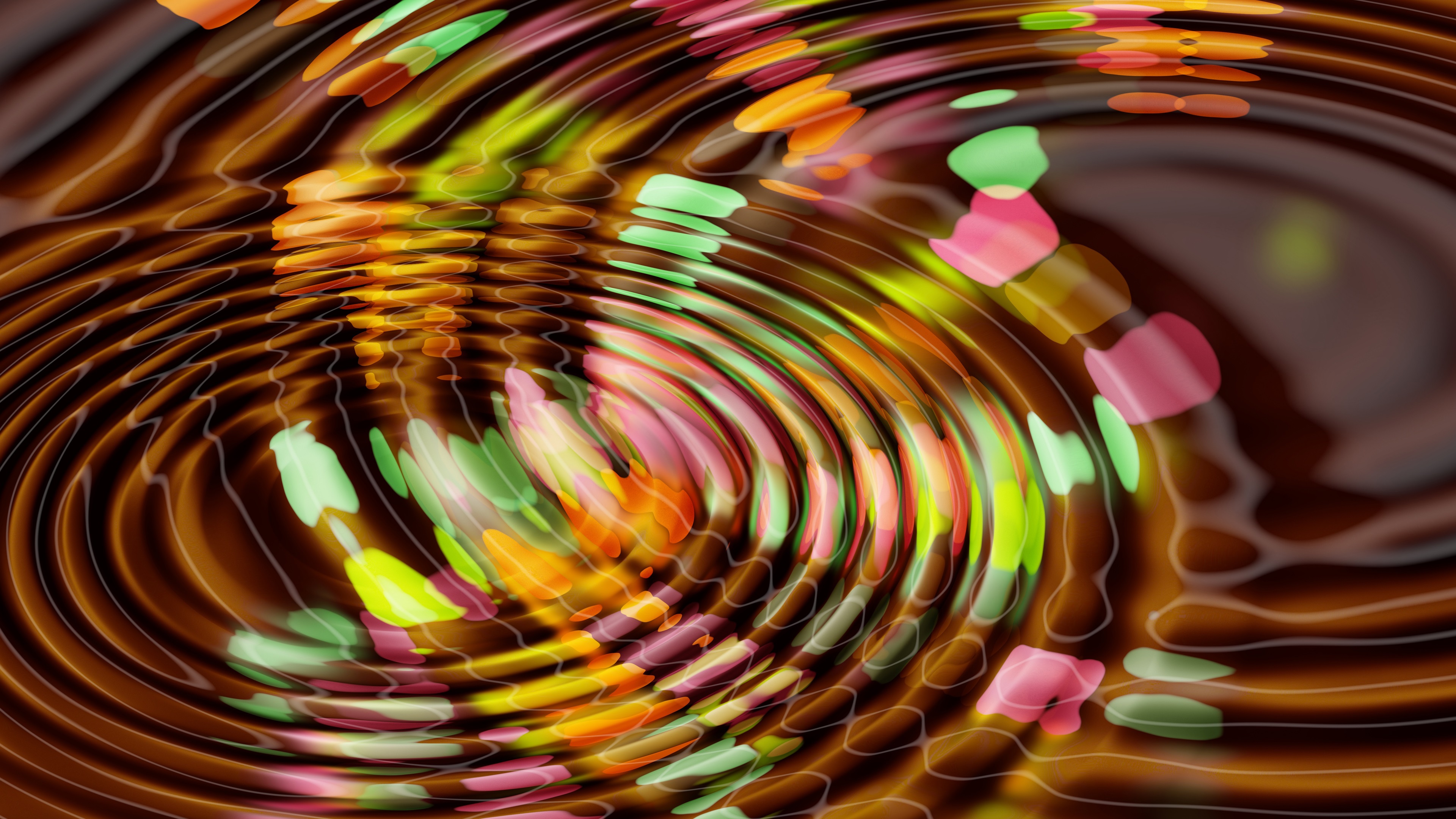 Wallpaper Colorful water surface circles, waves, abstract 3840x2160