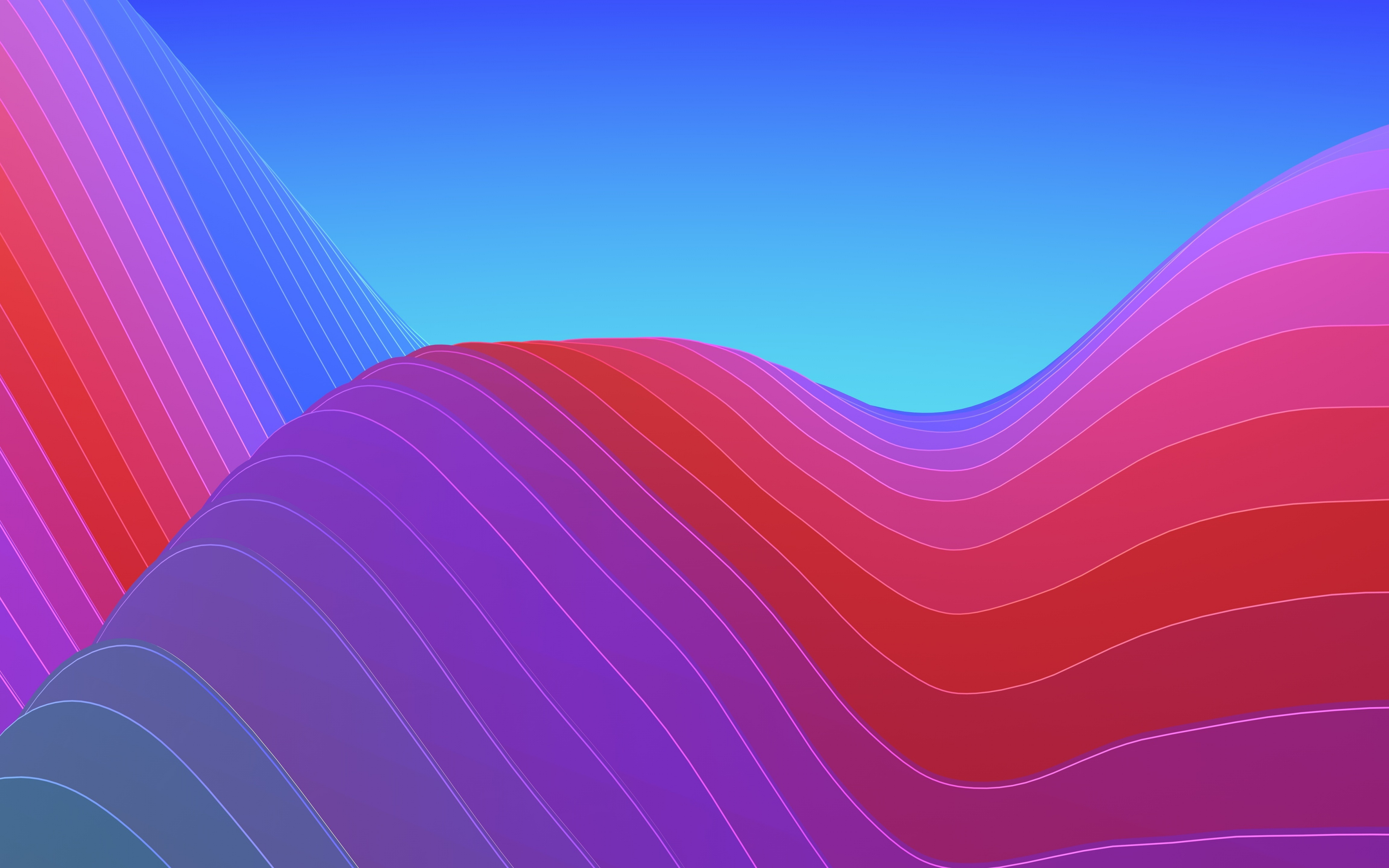 Download 3840x2400 wallpaper waves, abstract, gradient, ios 11