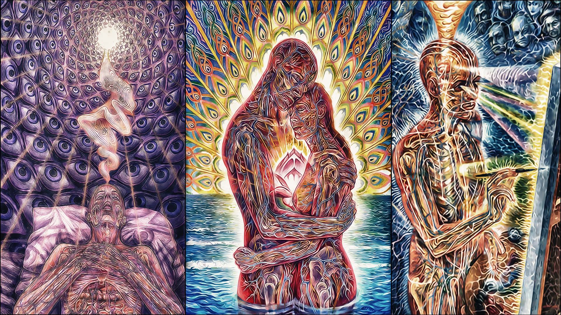 Wallpaper I just made combining 3 Alex Grey paintings 1920x1080