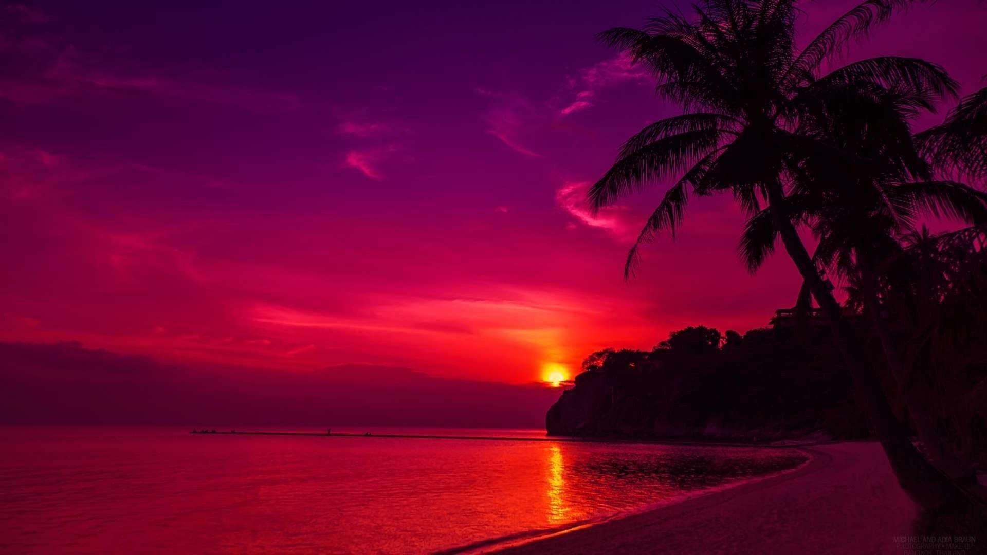 By the Beach in Hawaii Sunset Wallpaper