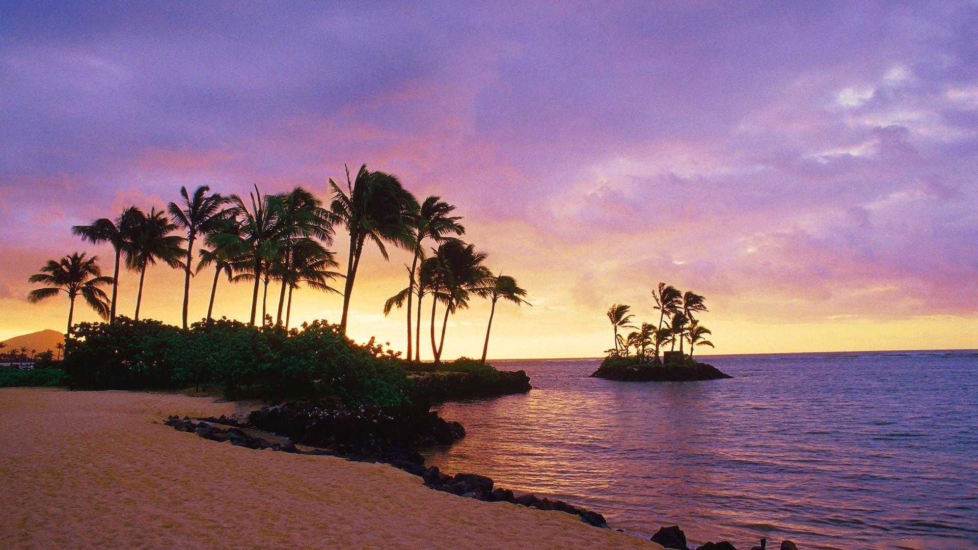 Group of Oahu Hawaii Sunset Wallpaper