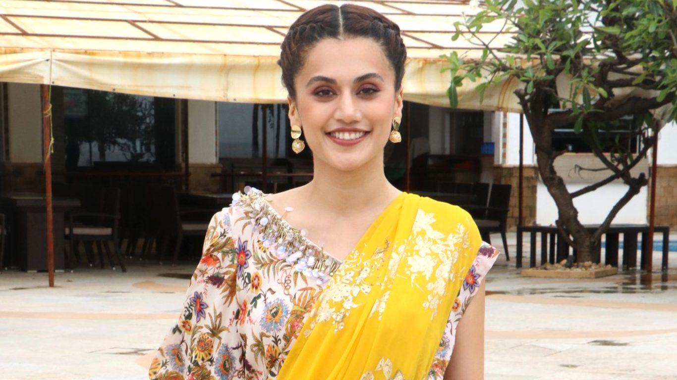 Taapsee Pannu promotes Mission Mangal in a dhoti sari