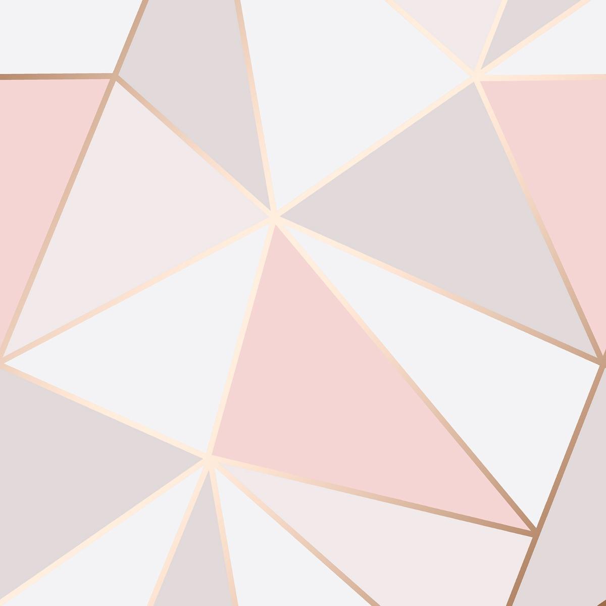 Apex Geometric Pink and Rose Gold Metallic Geo Wallpaper