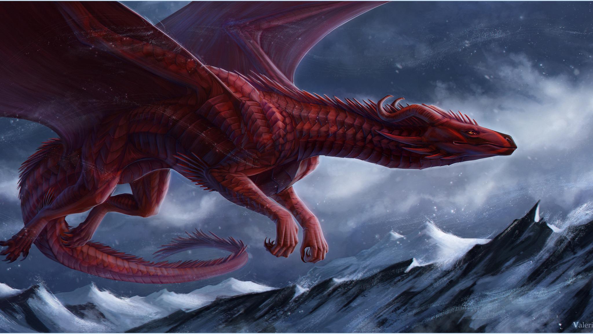 Big Red Dragon 2048x1152 Resolution HD 4k Wallpaper