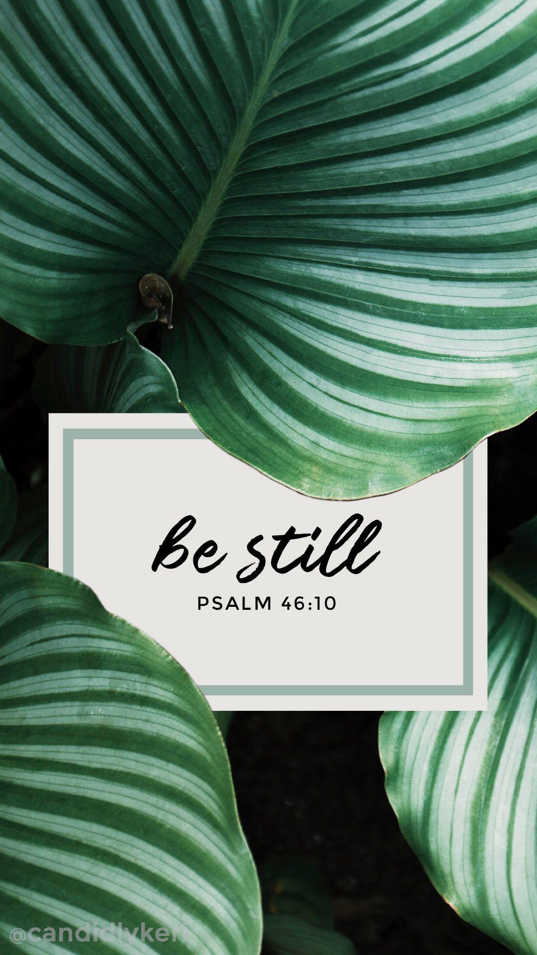 Be Still Psalm 46:10 bible quote leaf palms inspirational calming