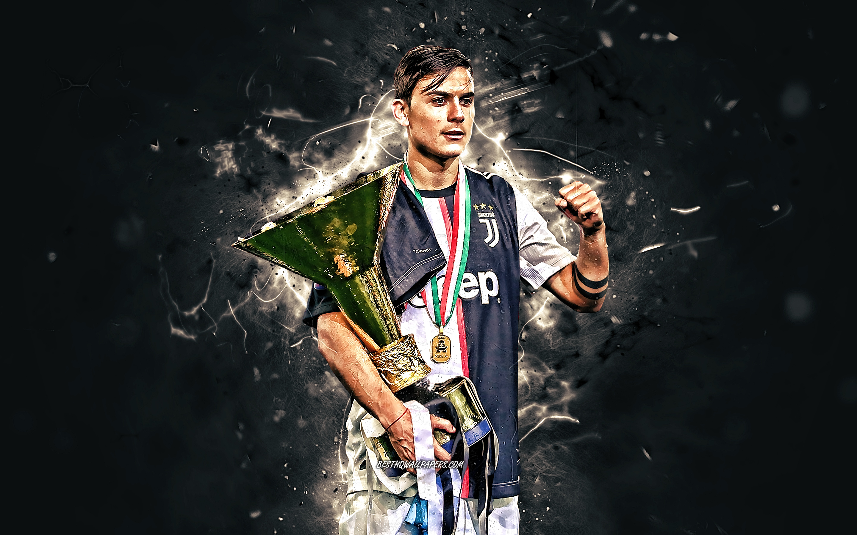 Download wallpaper Paulo Dybala with cup, Bianconeri, new