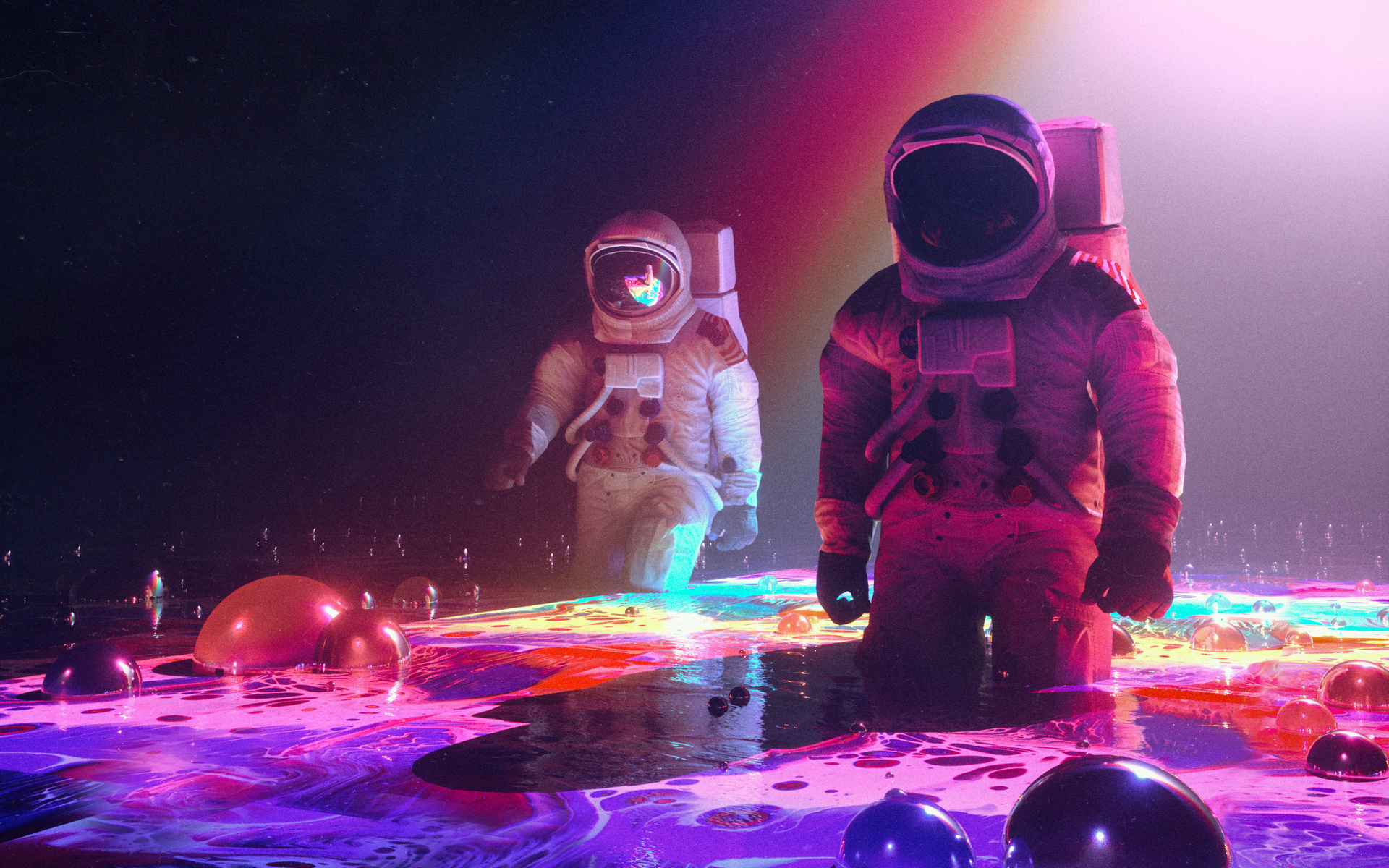 Neon Astronauts Wallpaper