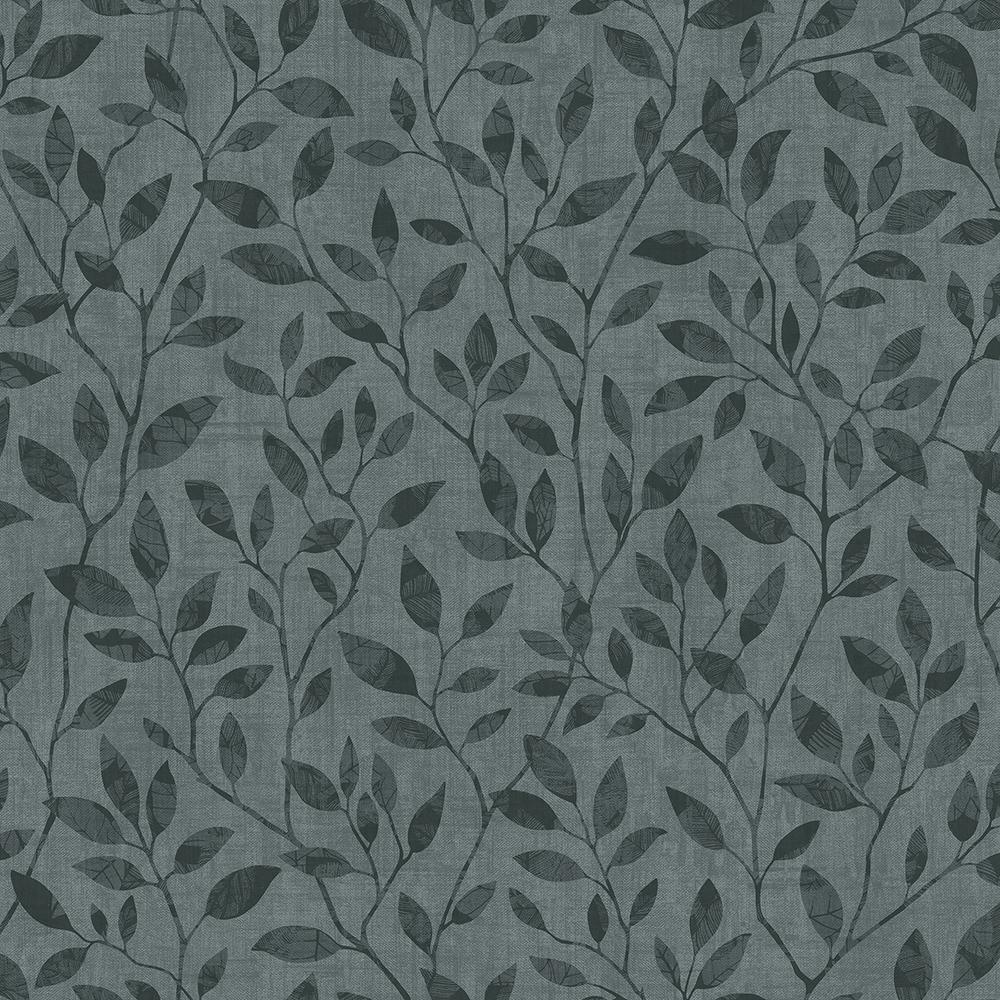 in. x 10 in. Willow Dark Grey Silhouette Trail Wallpaper Sample