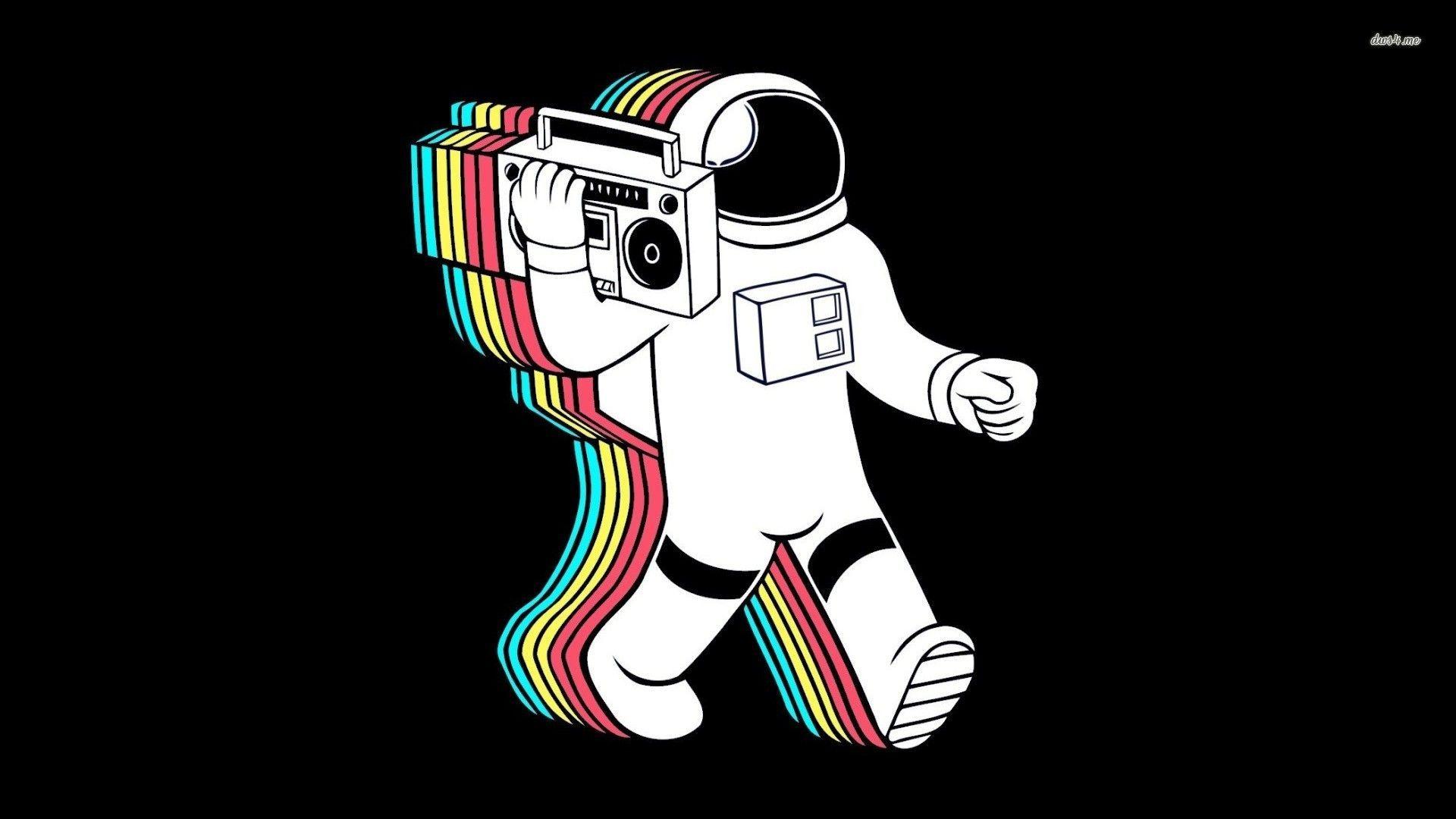 Astronaut with Boombox iPhone Wallpaper