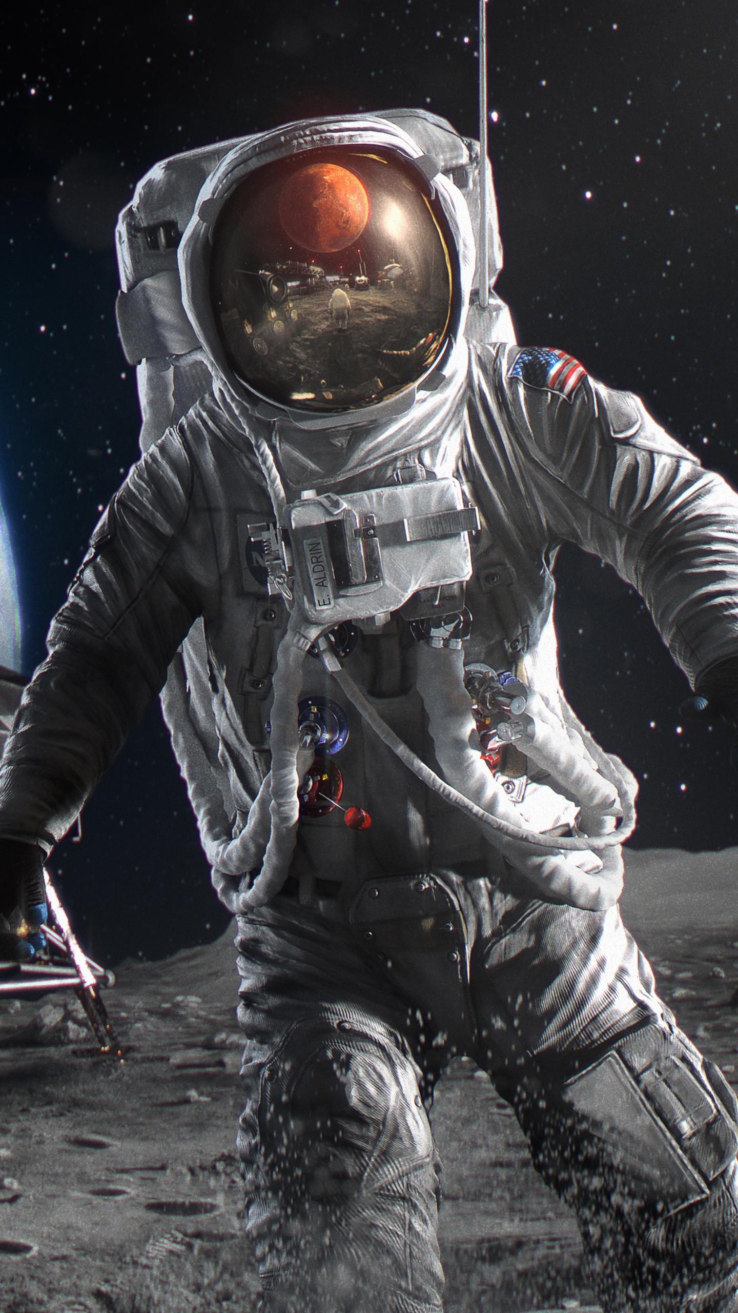 US Astronauts on Moon 4K Wallpaper