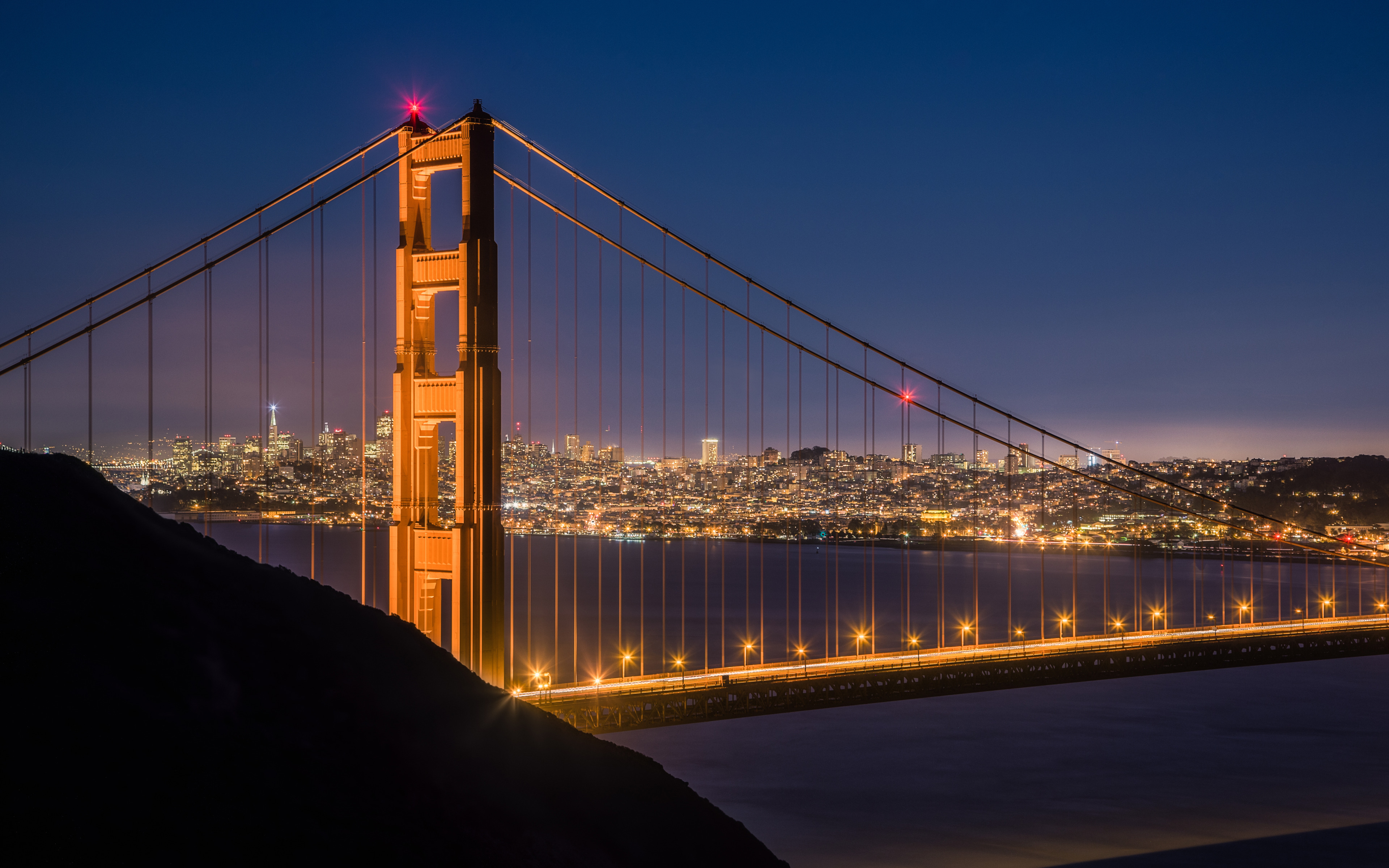 Night at the Golden Gate Bridge widescreen wallpaper. Wide