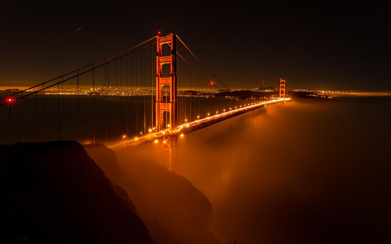 Wallpaper California USA Golden Gate Bridge Bridges night time