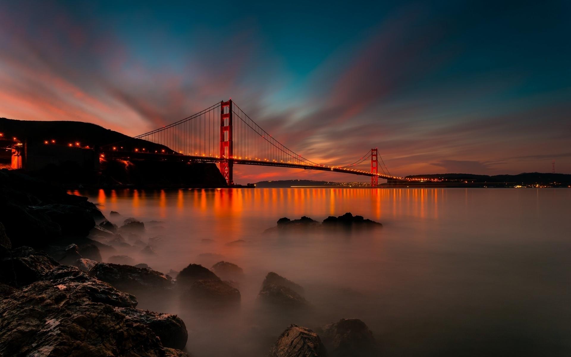 Golden Gate Bridge Side View At Night HD Wallpaper, Background Image