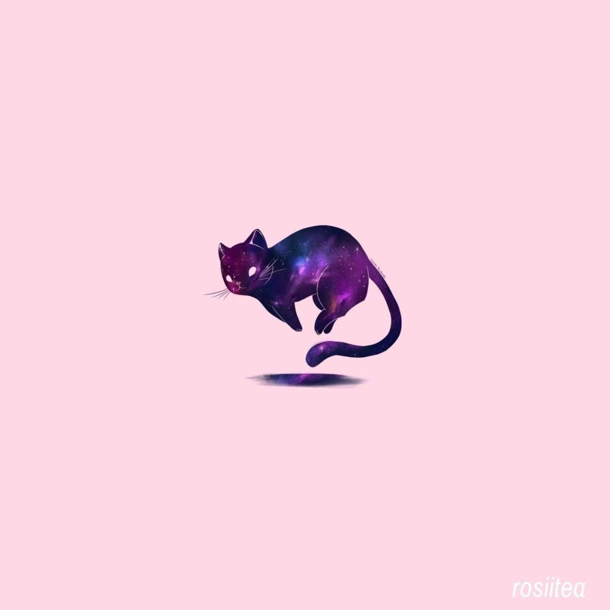 A simple, galaxy cat on the center of the wallpaper. wallpaper