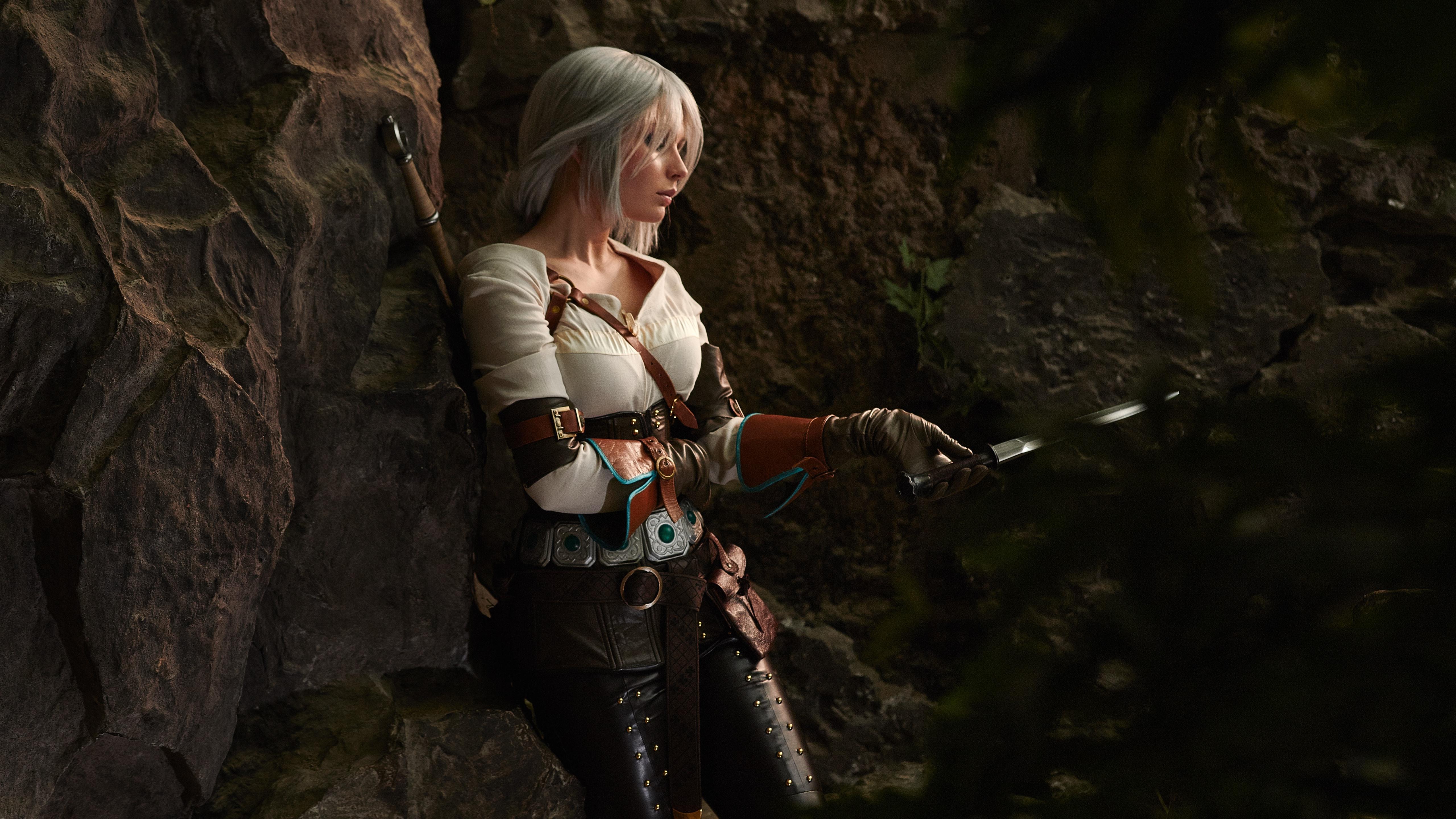 Wallpaper Cosplay girl, sword, The Witcher 3: Wild Hunt