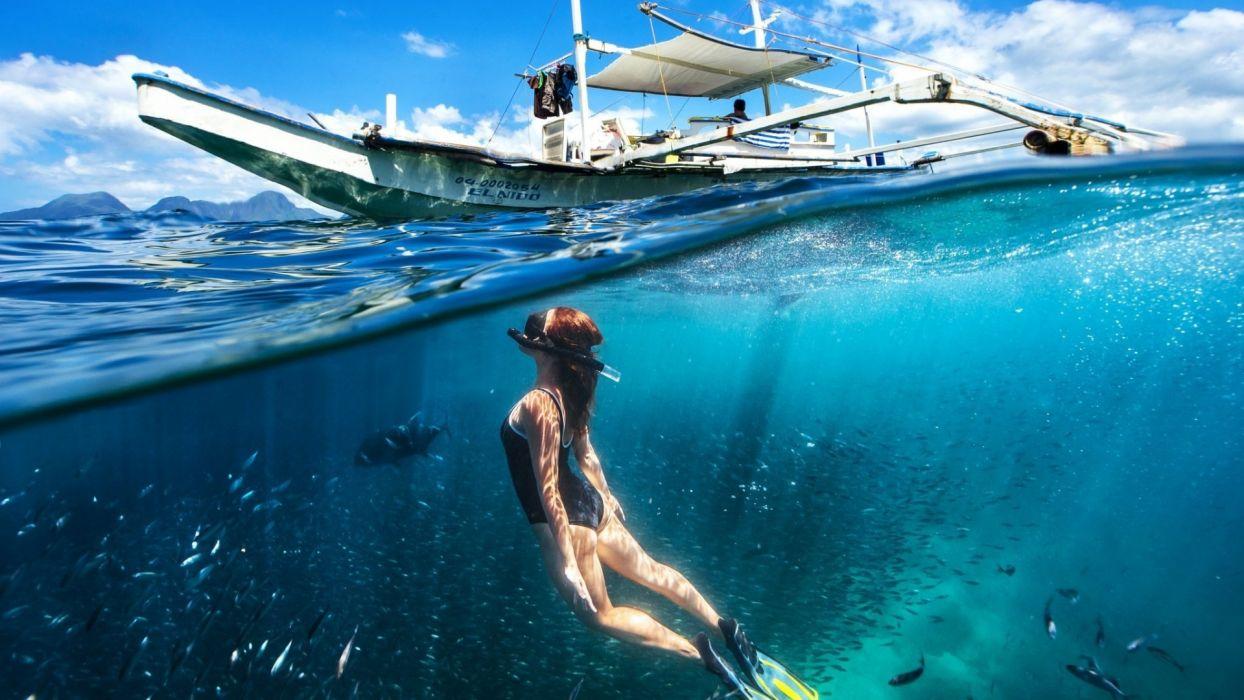 Sensuality Girls Women Sensual Swimsuit Diving Underwater