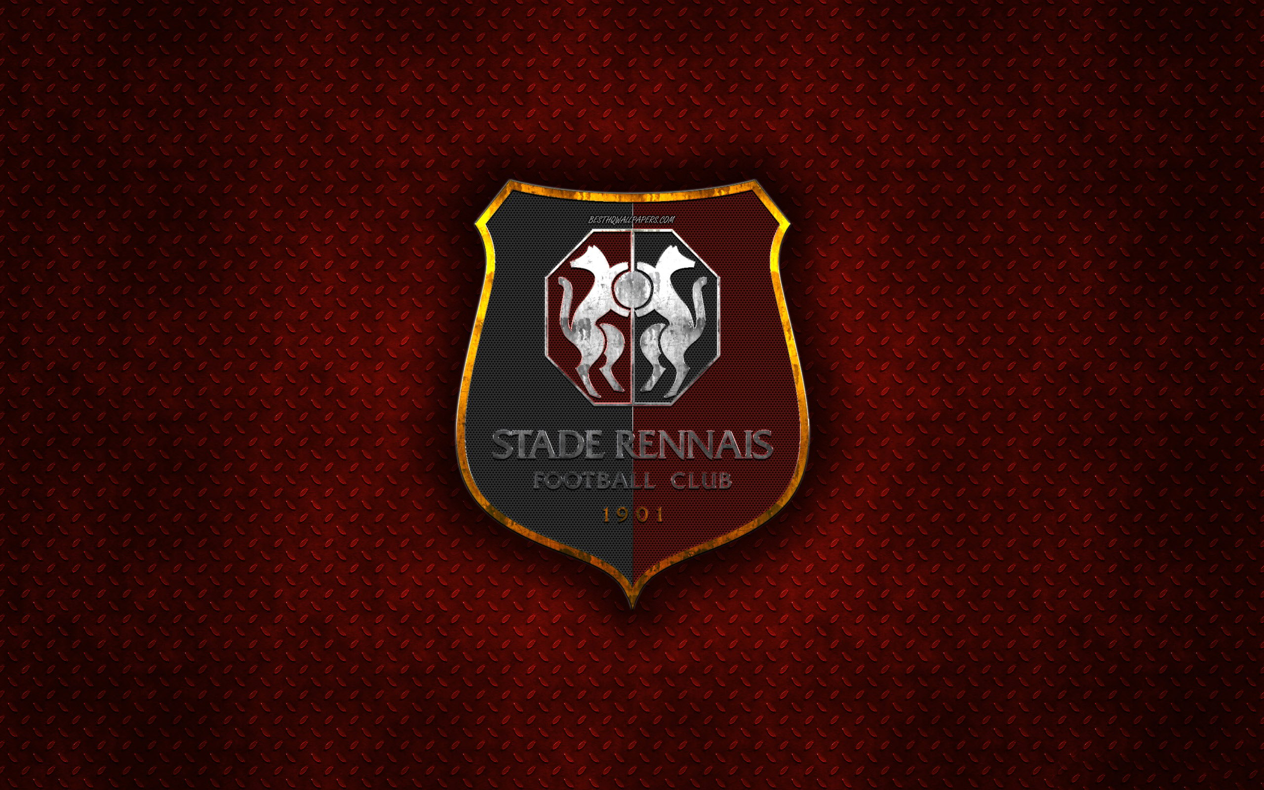 Download wallpaper Stade Rennais FC, French football club, red