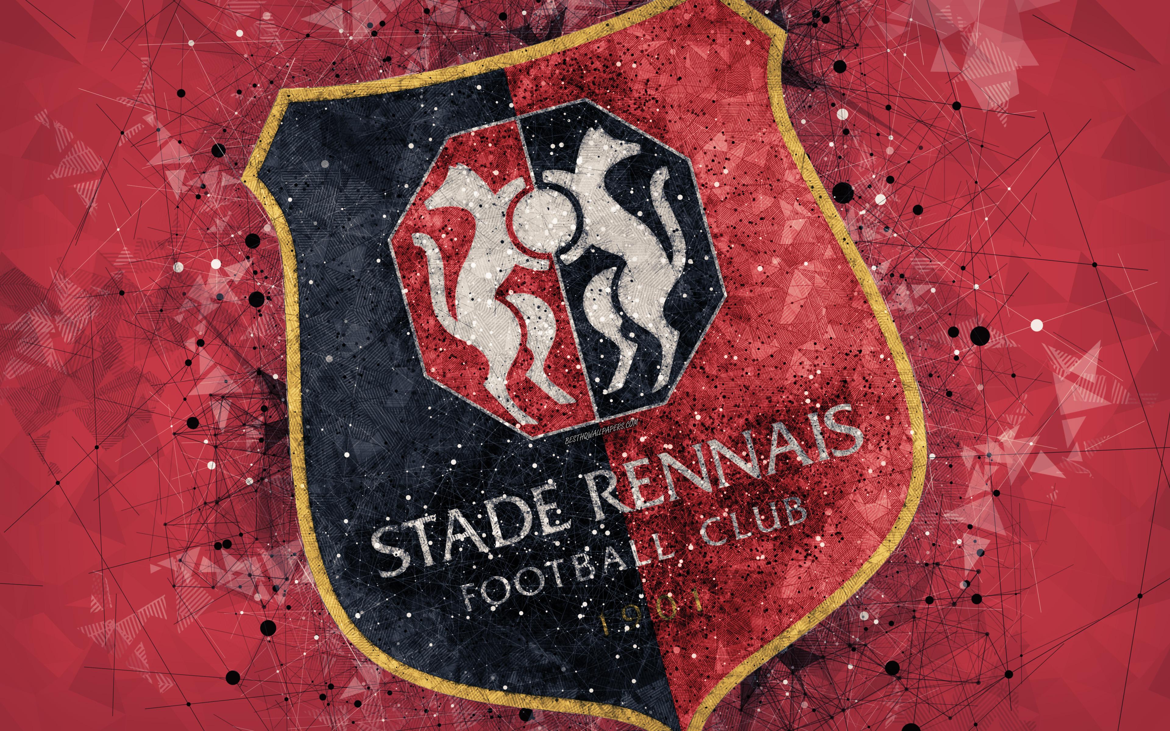 Download wallpaper Stade Rennais FC, 4k, geometric art, French