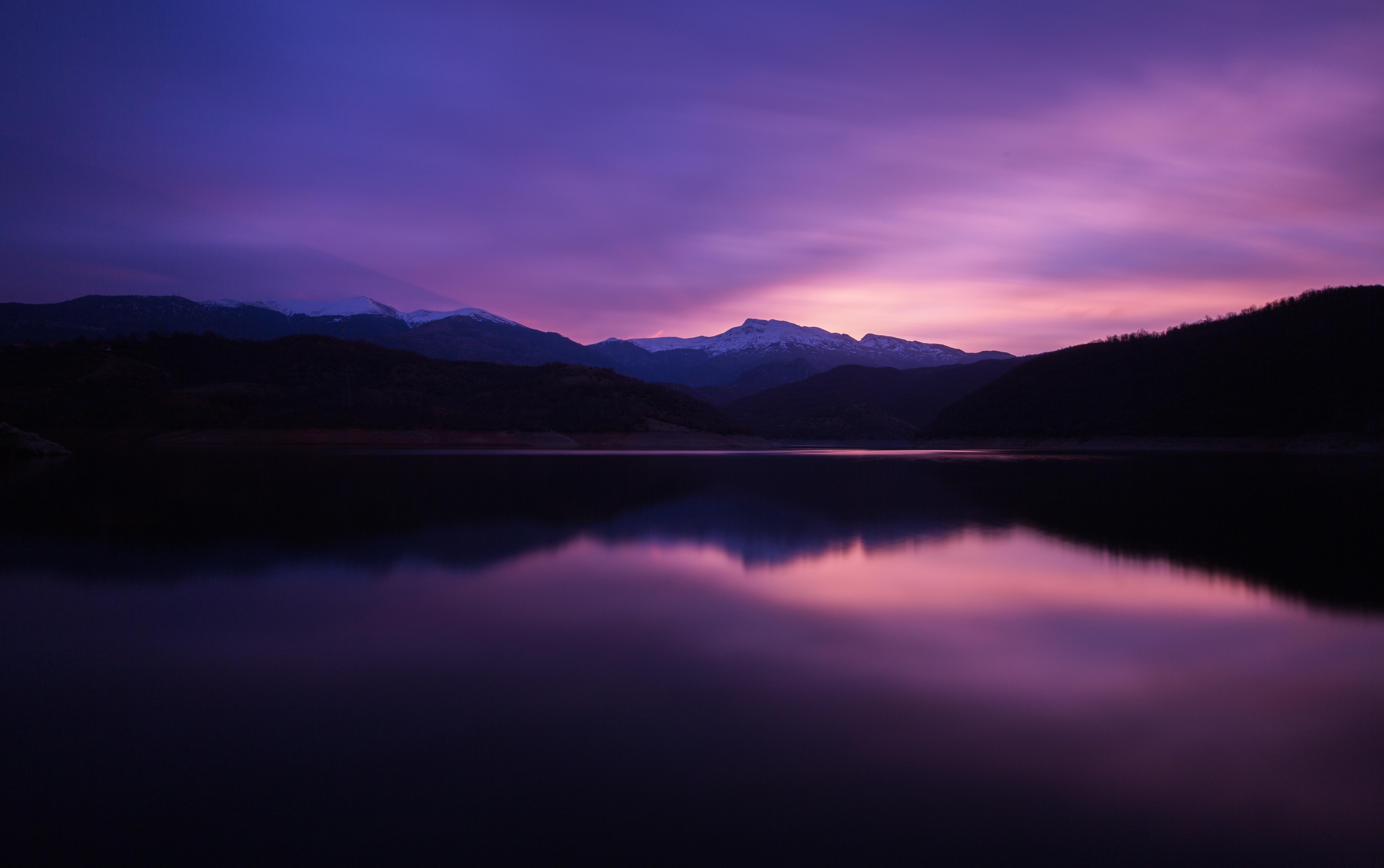 Mountains Lake Night Reflection , Image, Wallpaper