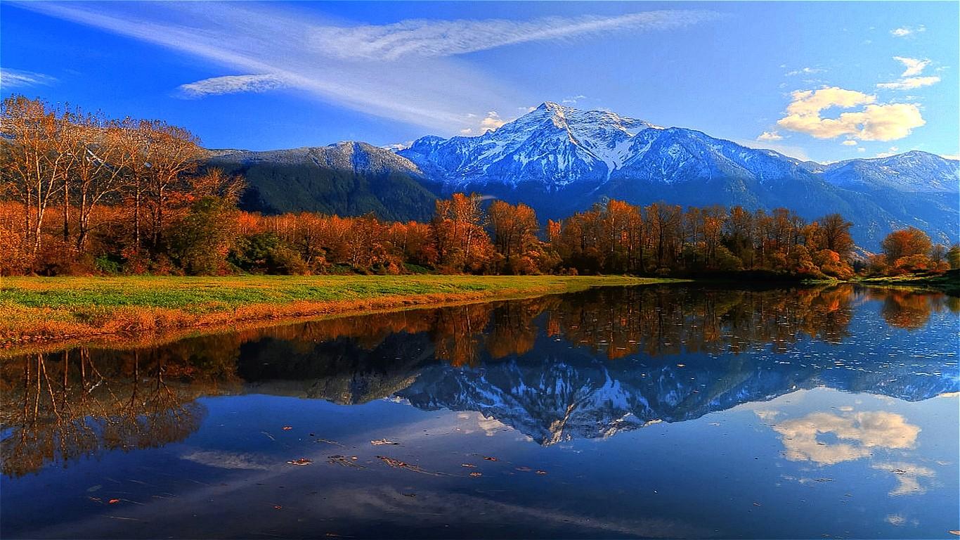 Mountain: Late Autumn Landscape Beautiful Reflection Mountains Blue