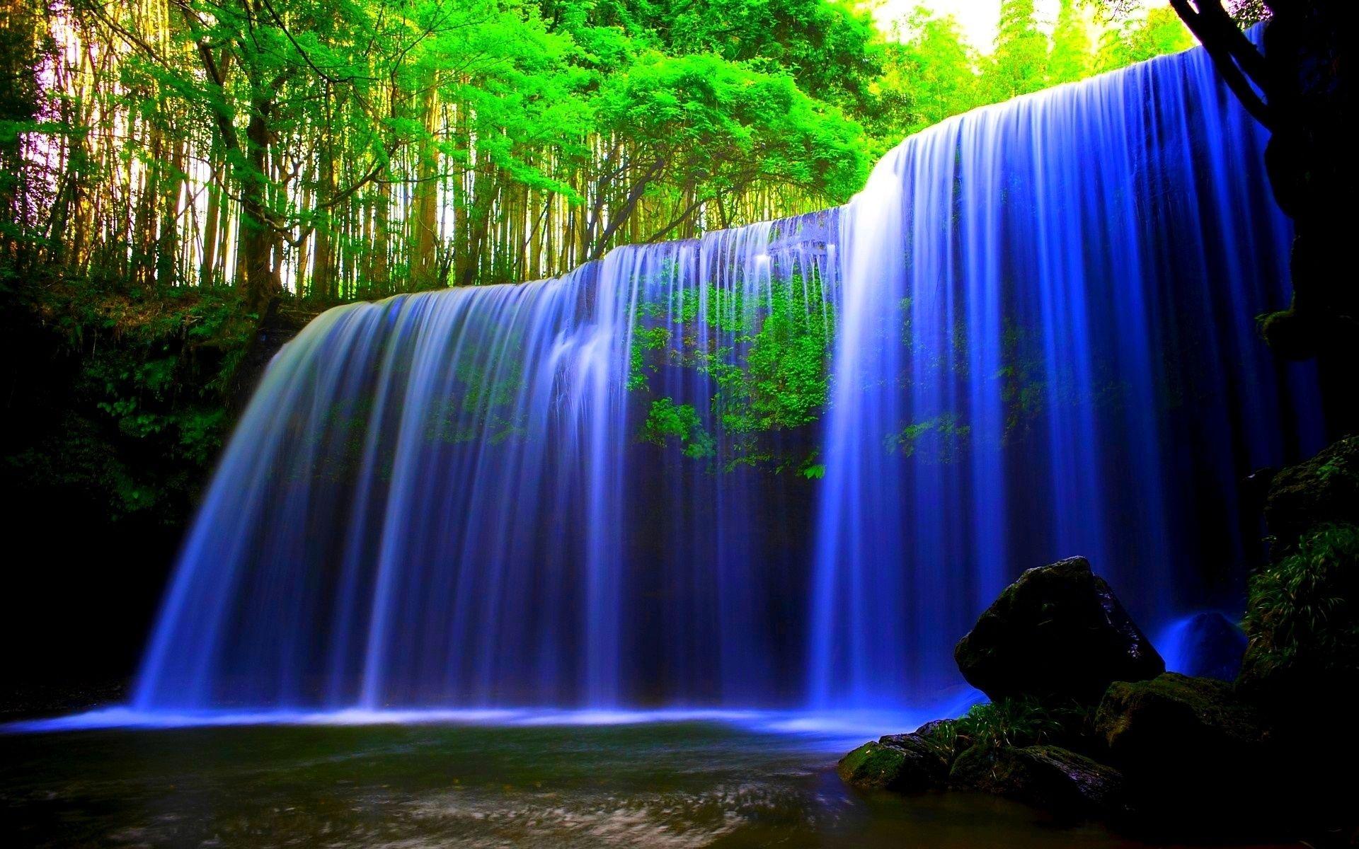 rainforest waterfalls. Blue Waterfall Forest Wallpaper Picture