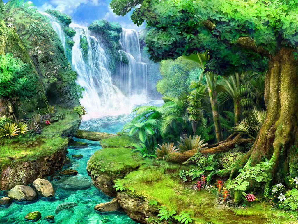 Beautiful Tropical Waterfalls Wallpaper
