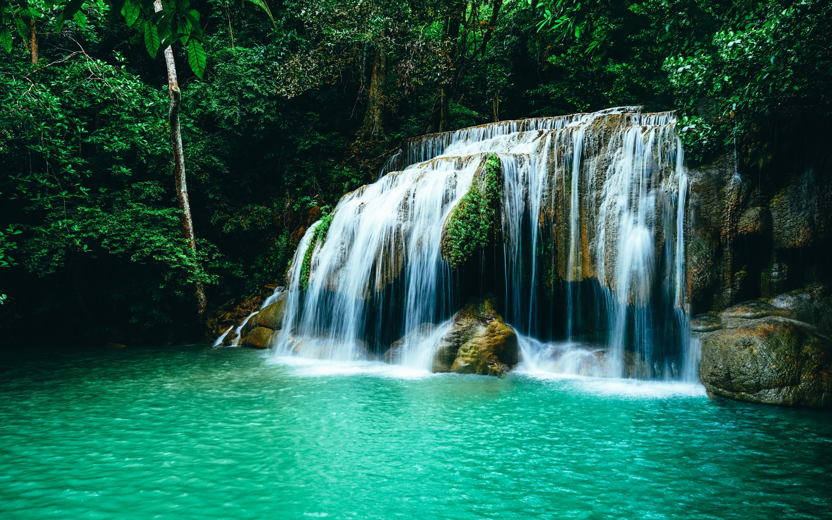 Download wallpaper beautiful waterfall, secret places, jungle