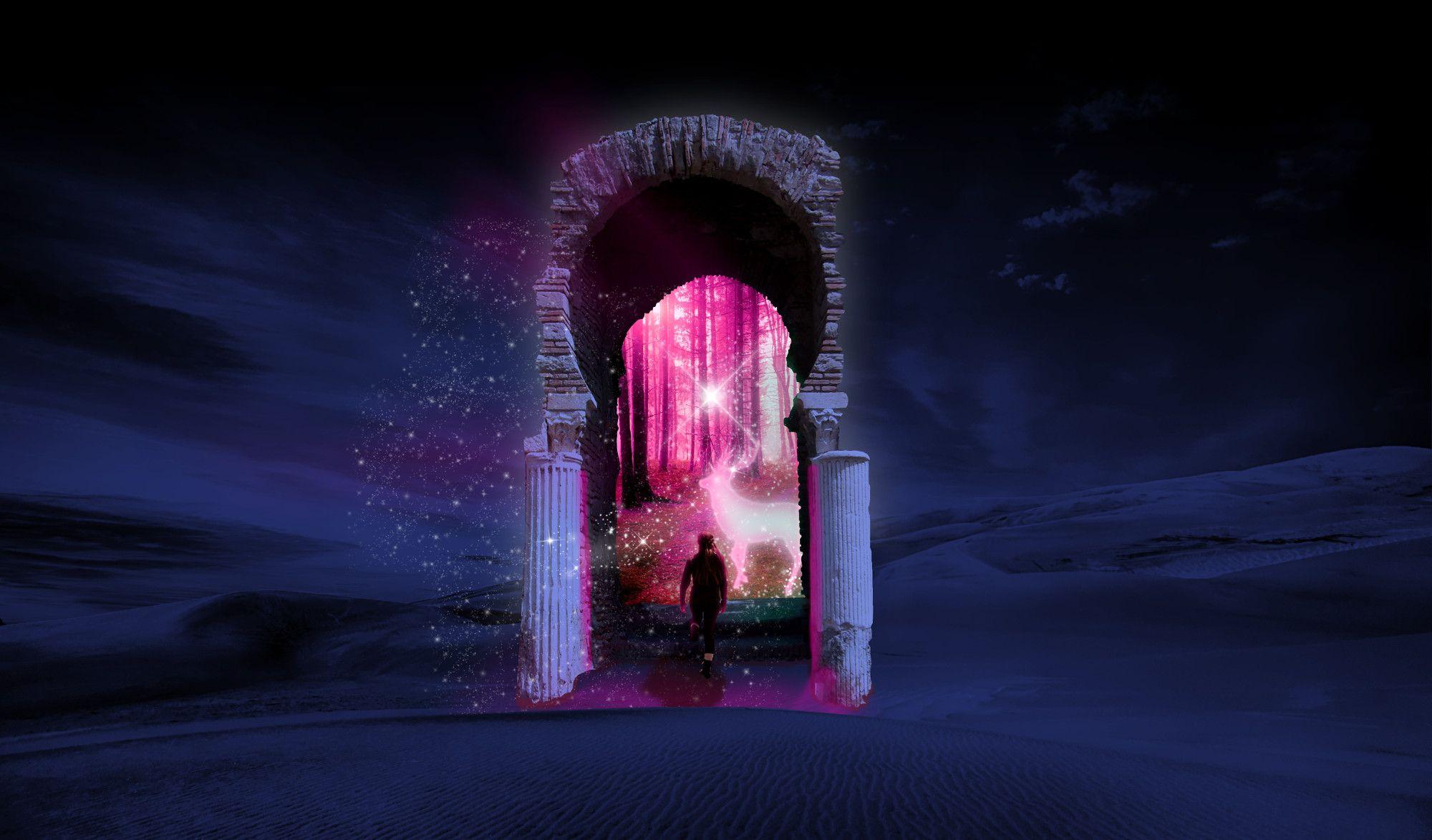 Surreal Digital Graphic Art secret doorway to another dimension, or