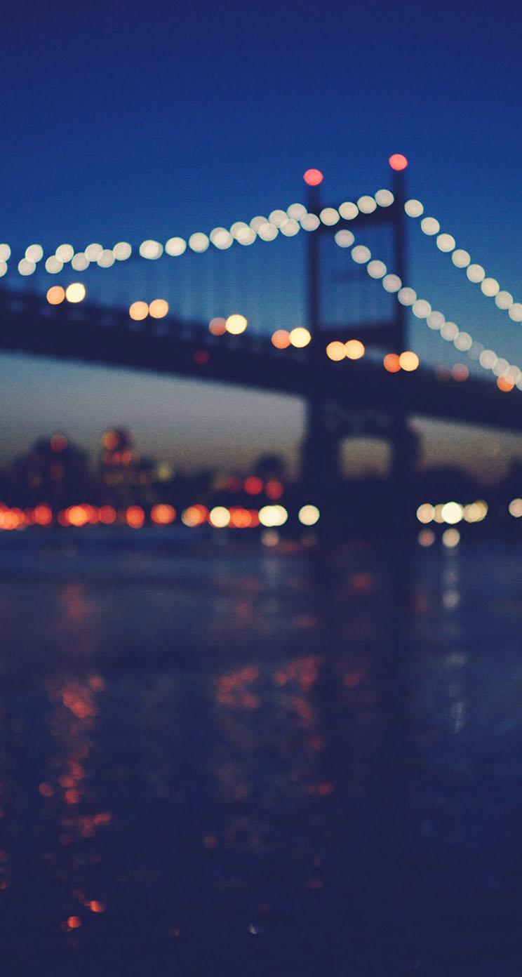 New York City Manhattan Bridge Night Light Bokeh iPhone Wallpaper