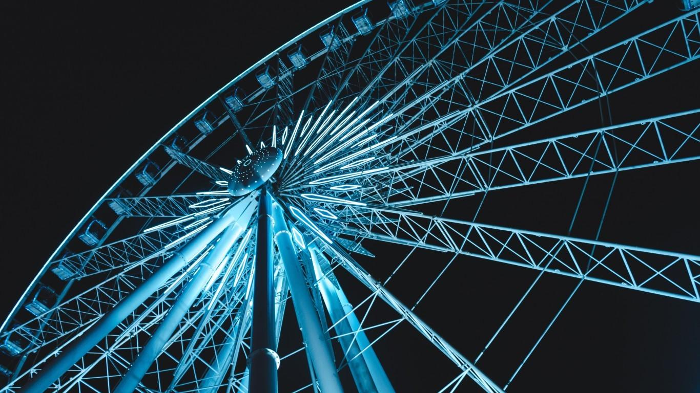 Download 1366x768 Amusement Park, Ferris Wheel, Night, Light