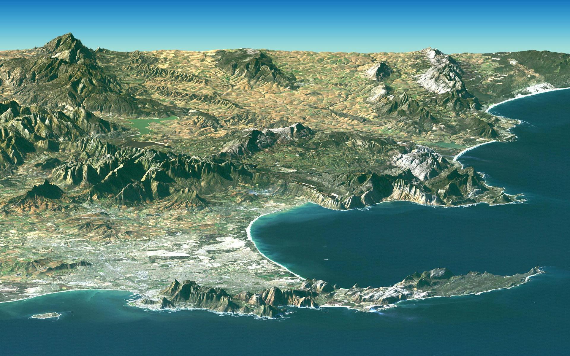 Landsat Image of Cape Town, South Africa Space Wallpaper
