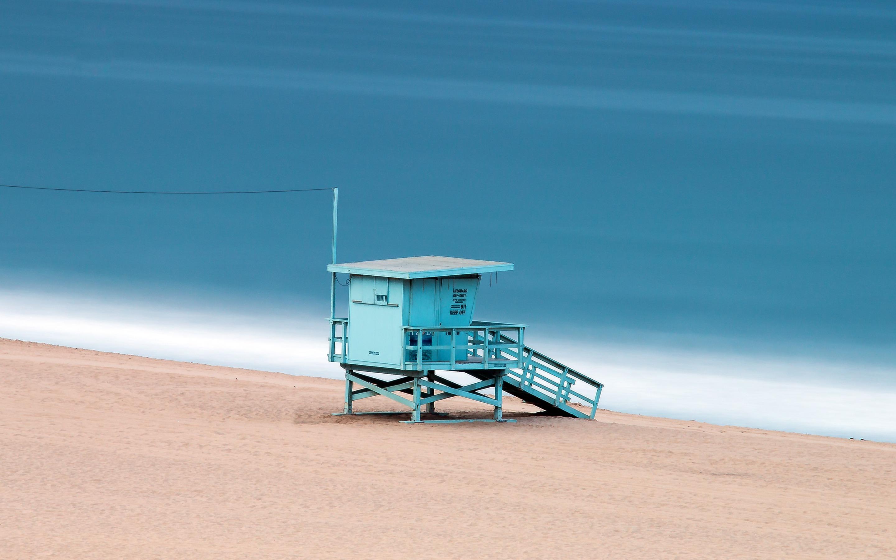 Download wallpaper Venice Beach, lifeguard tower, ocean, beach, LA