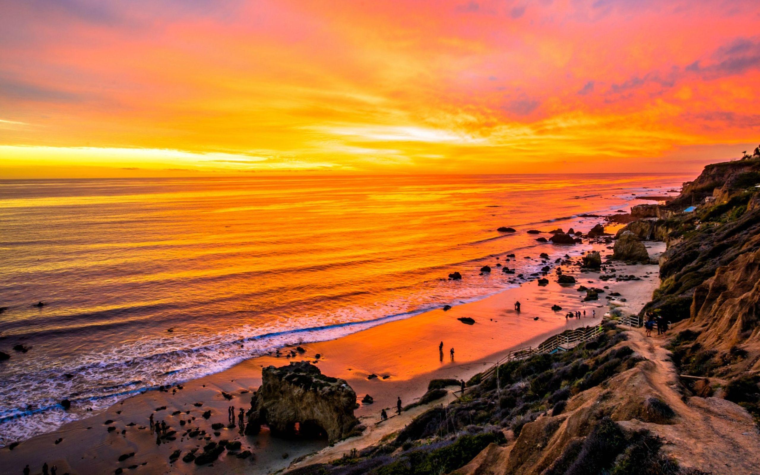 Sunset Malibu Beach California Wallpaper Download