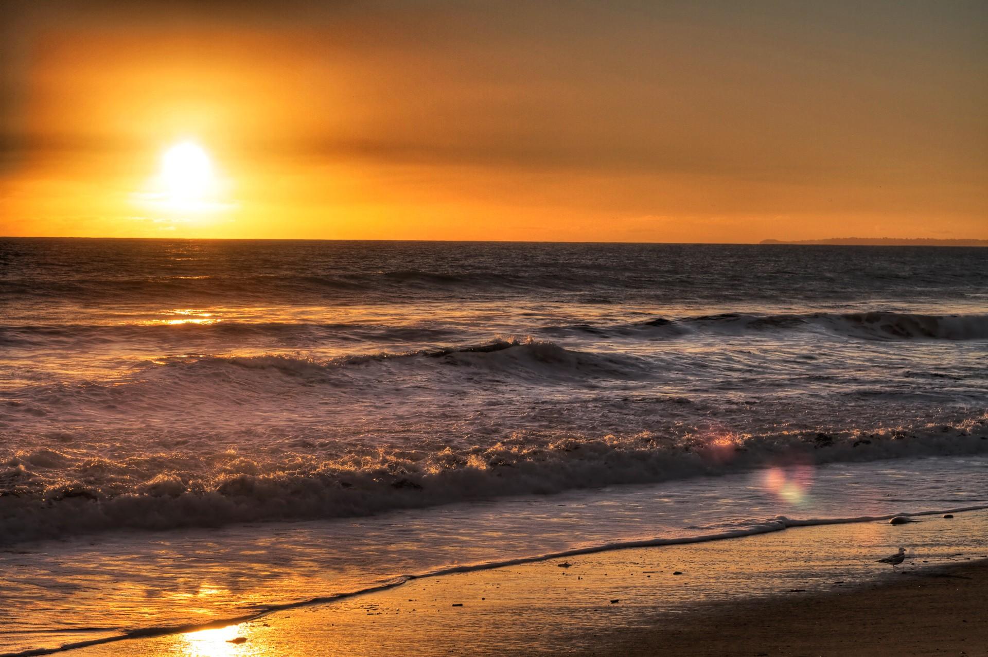 Beaches: Malibu Sunset Ocean Small Beach California Free Wallpaper