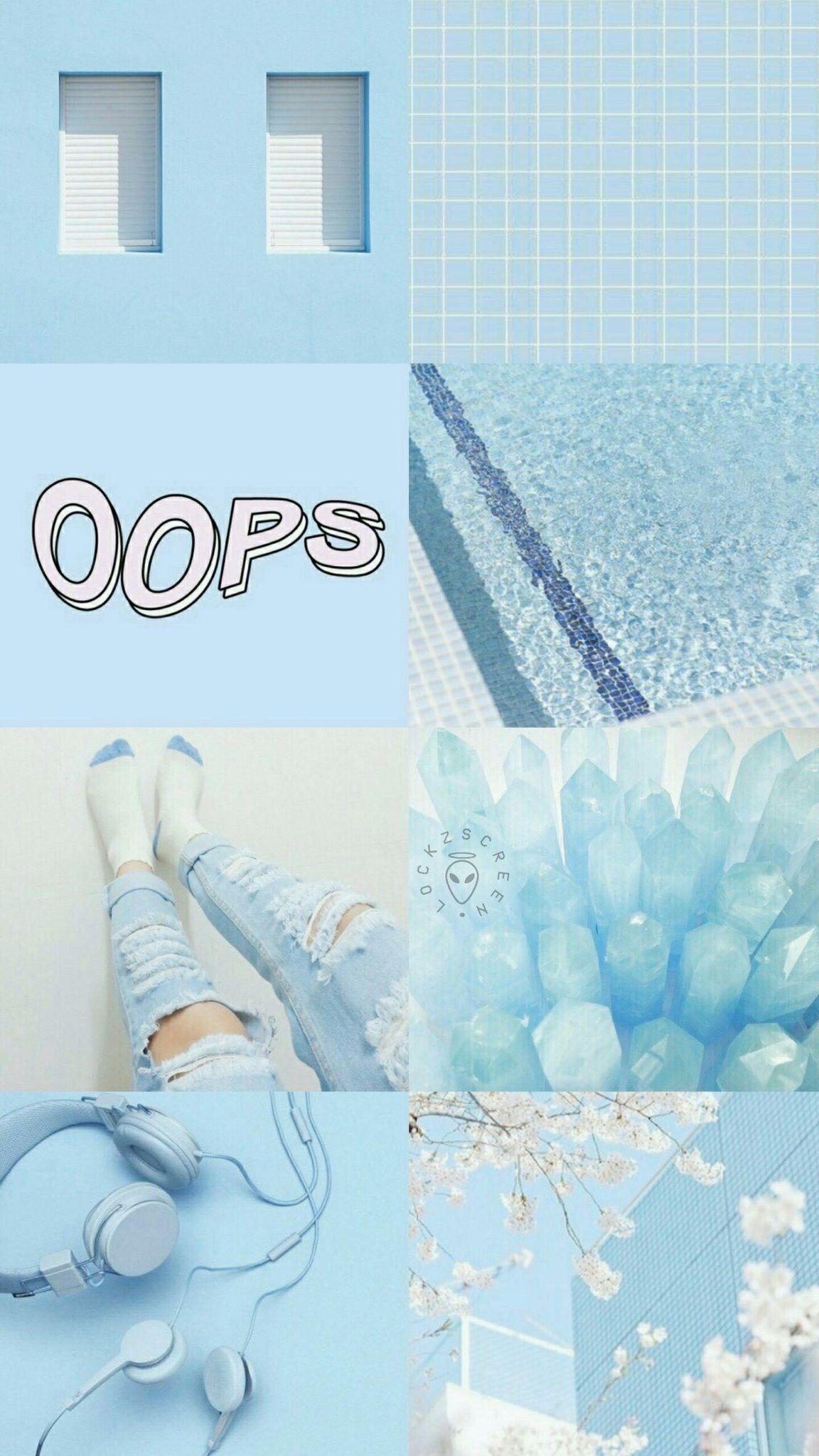 Light Blue Aesthetic Photo Collage Baby Blue Wall Collage 