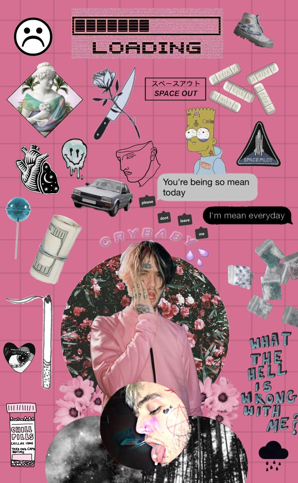 lilpeep pink collage wallpapers aesthetic