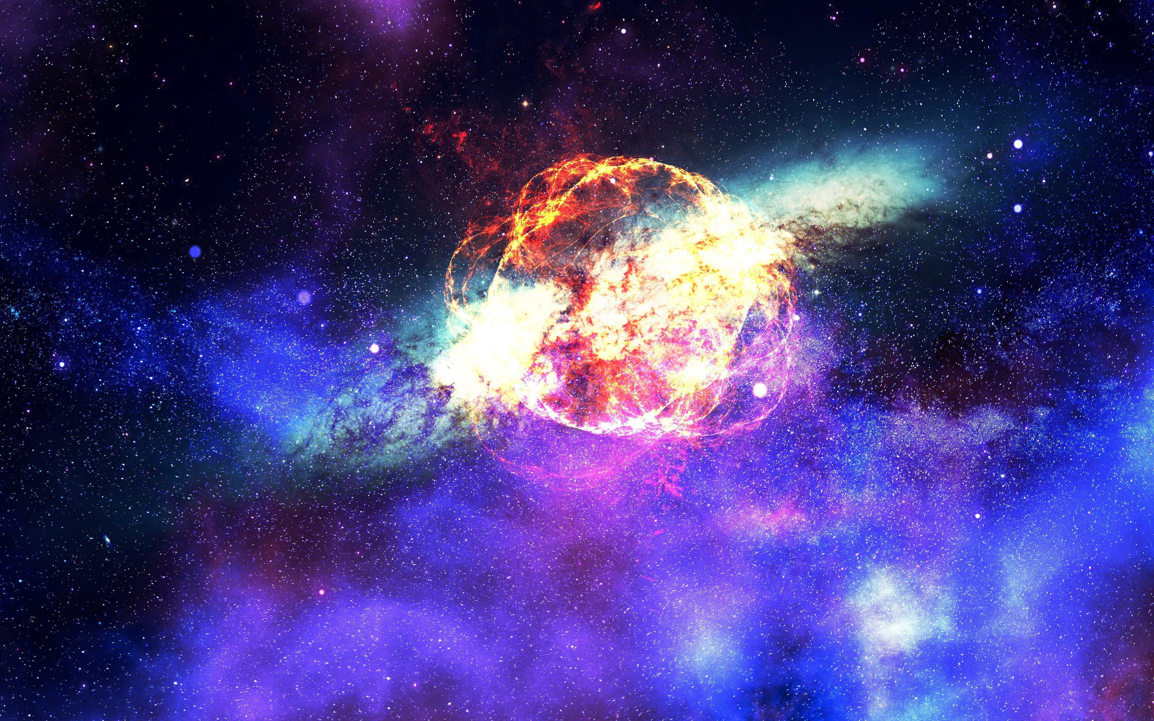 Download Wallpaper Fire Ball, 4k, Galaxy, Sci Fi, Nebula, Art