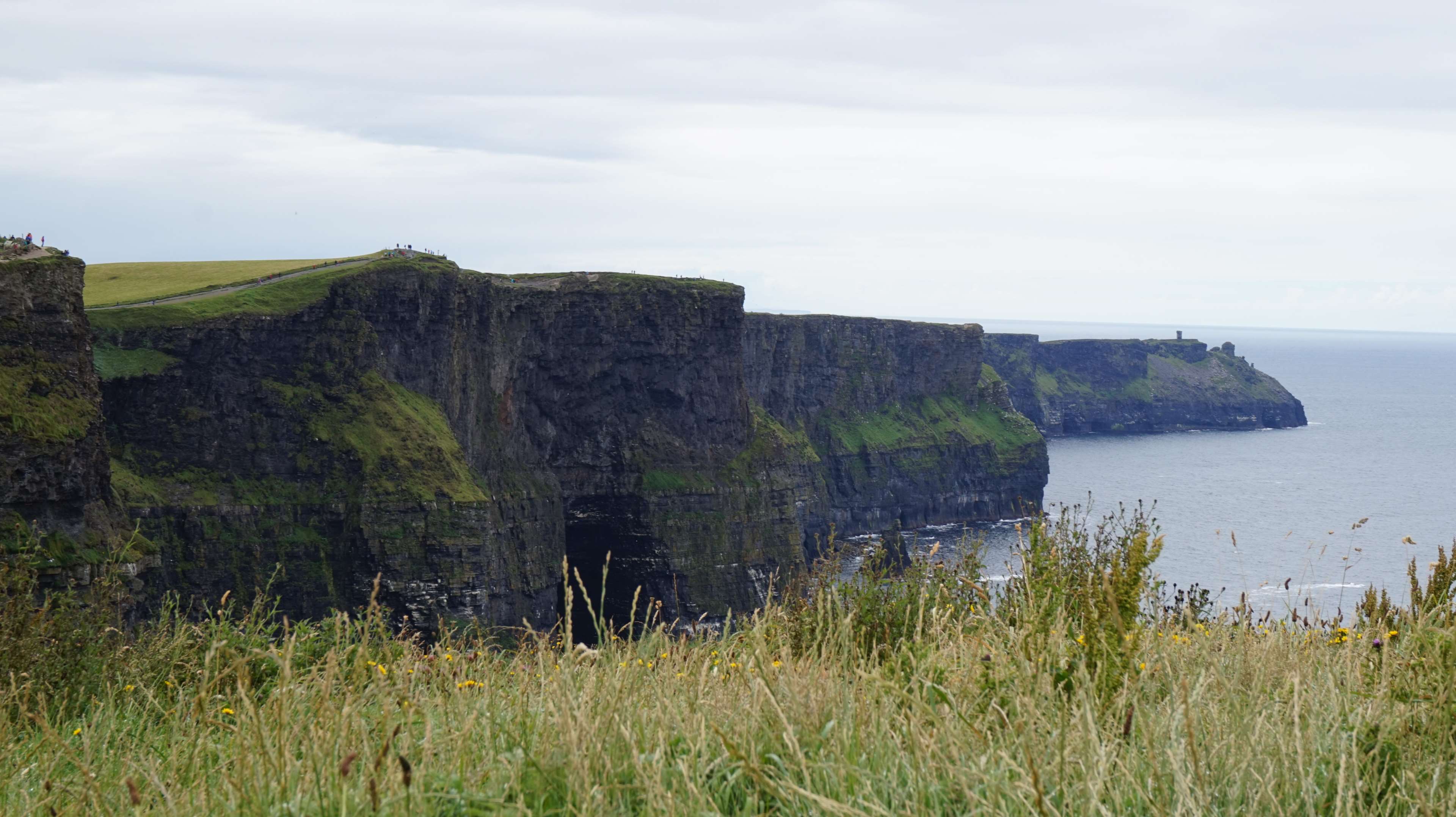 cliff, green, ireland, ocean, water 4k wallpaper