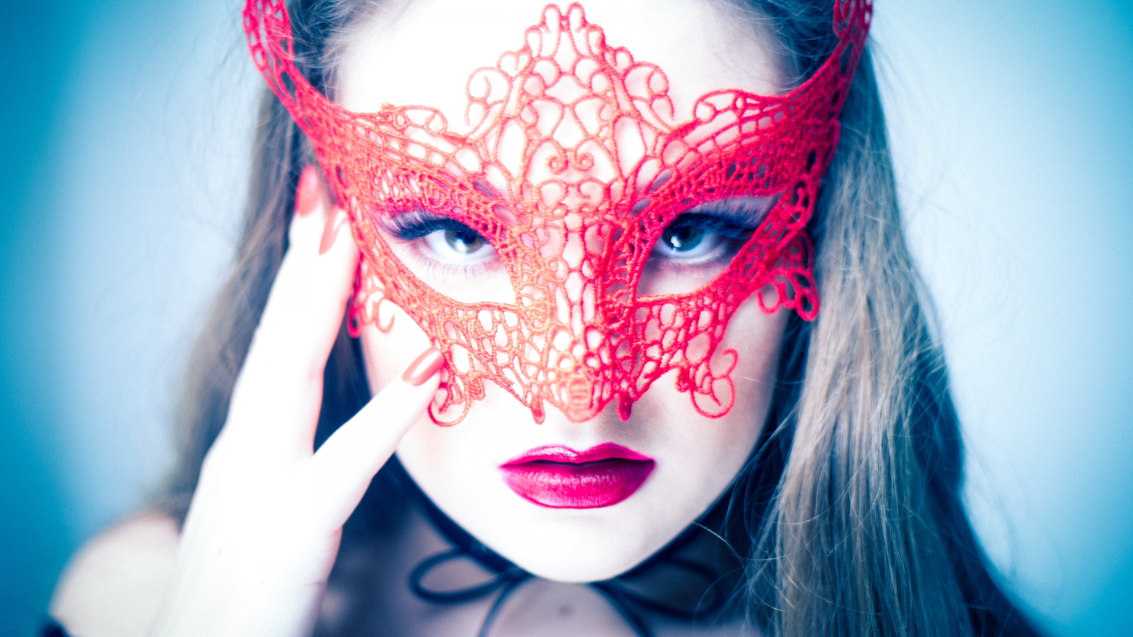 Wallpaper Mask, Woman, 4K, Photography