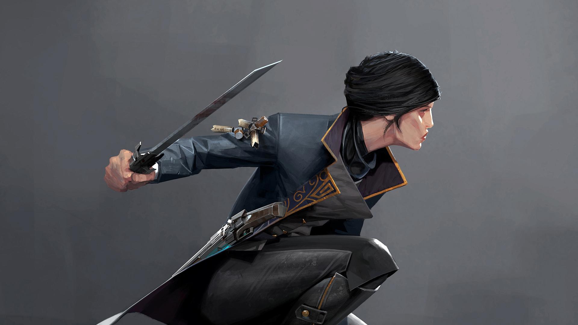 Emily Kaldwin with a dagger. Wallpaper from Dishonored 2
