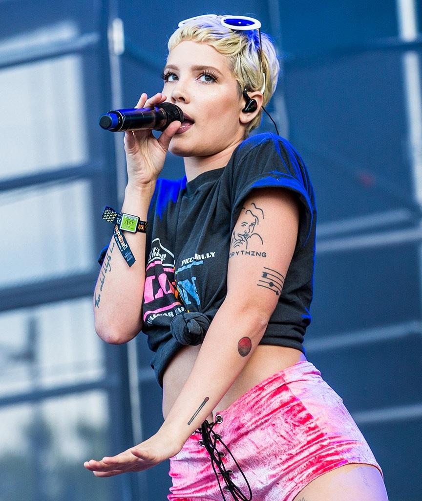 Hot Halsey Bikini Picture Show Off Her Long Hair And Tattoos