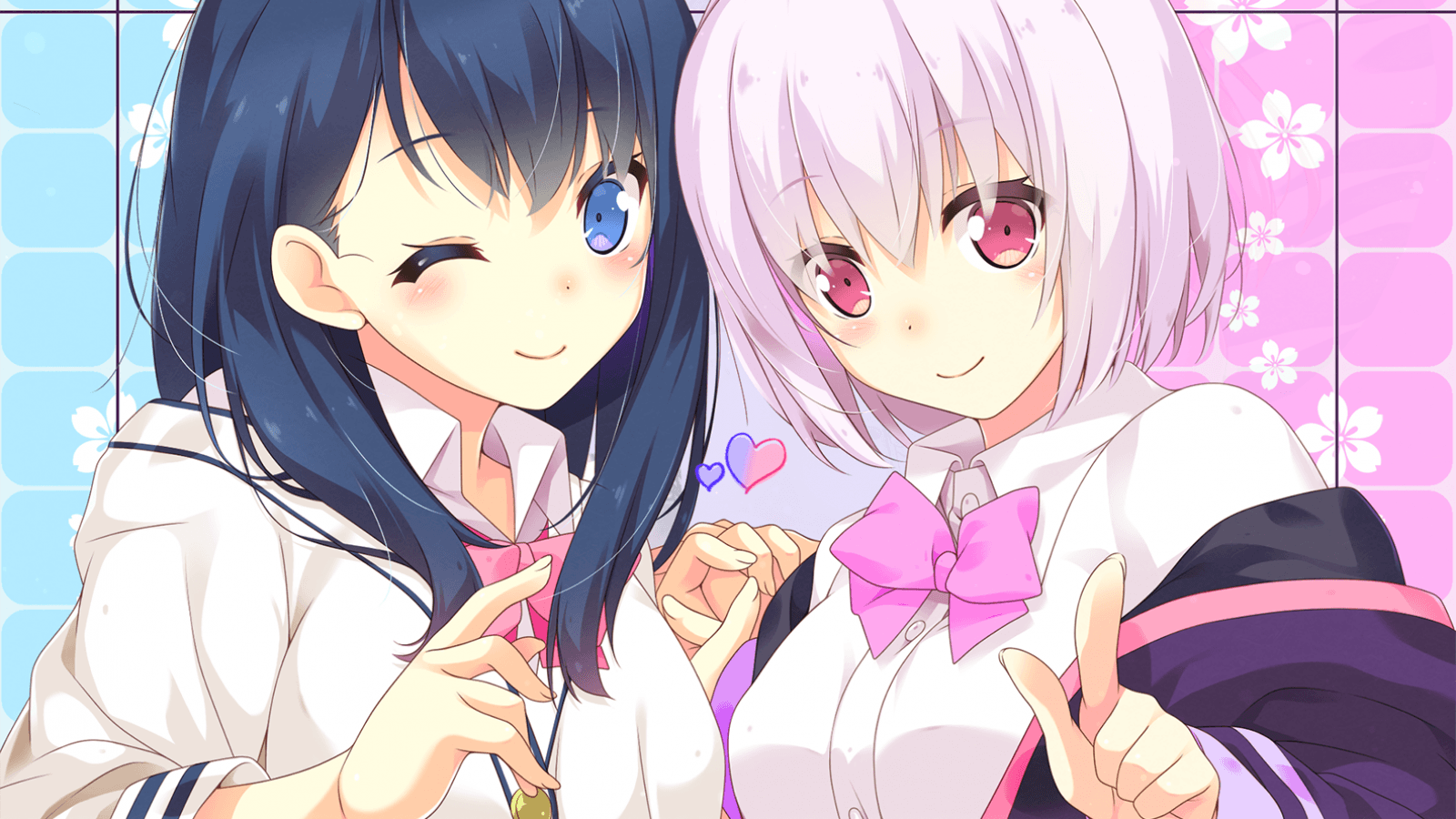 Download 1600x900 Ssss.gridman, Takarada Rikka, Shinsou Akane, Wink