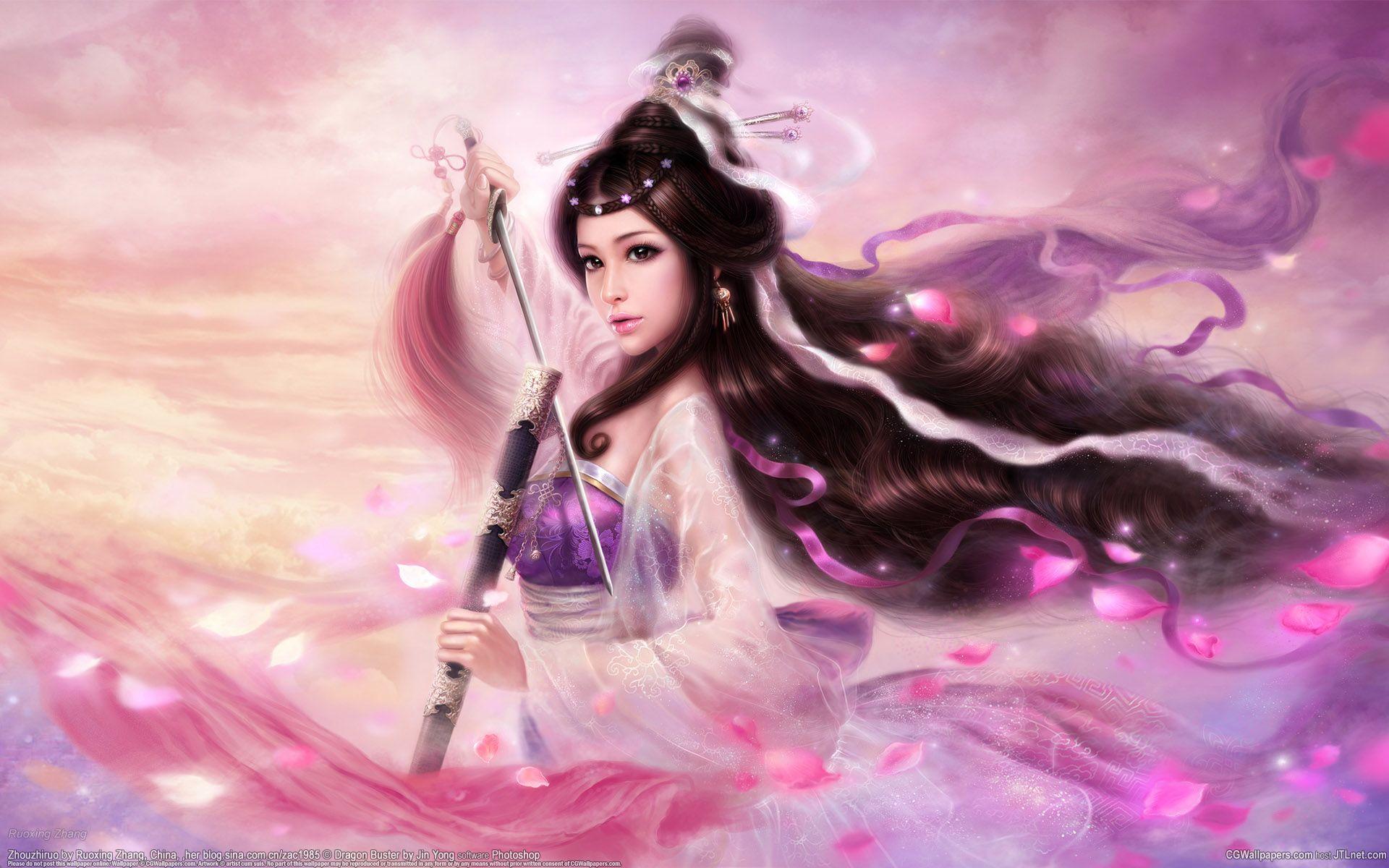 Fantasy Warrior Wallpaper. Chinese art girl, Fantasy